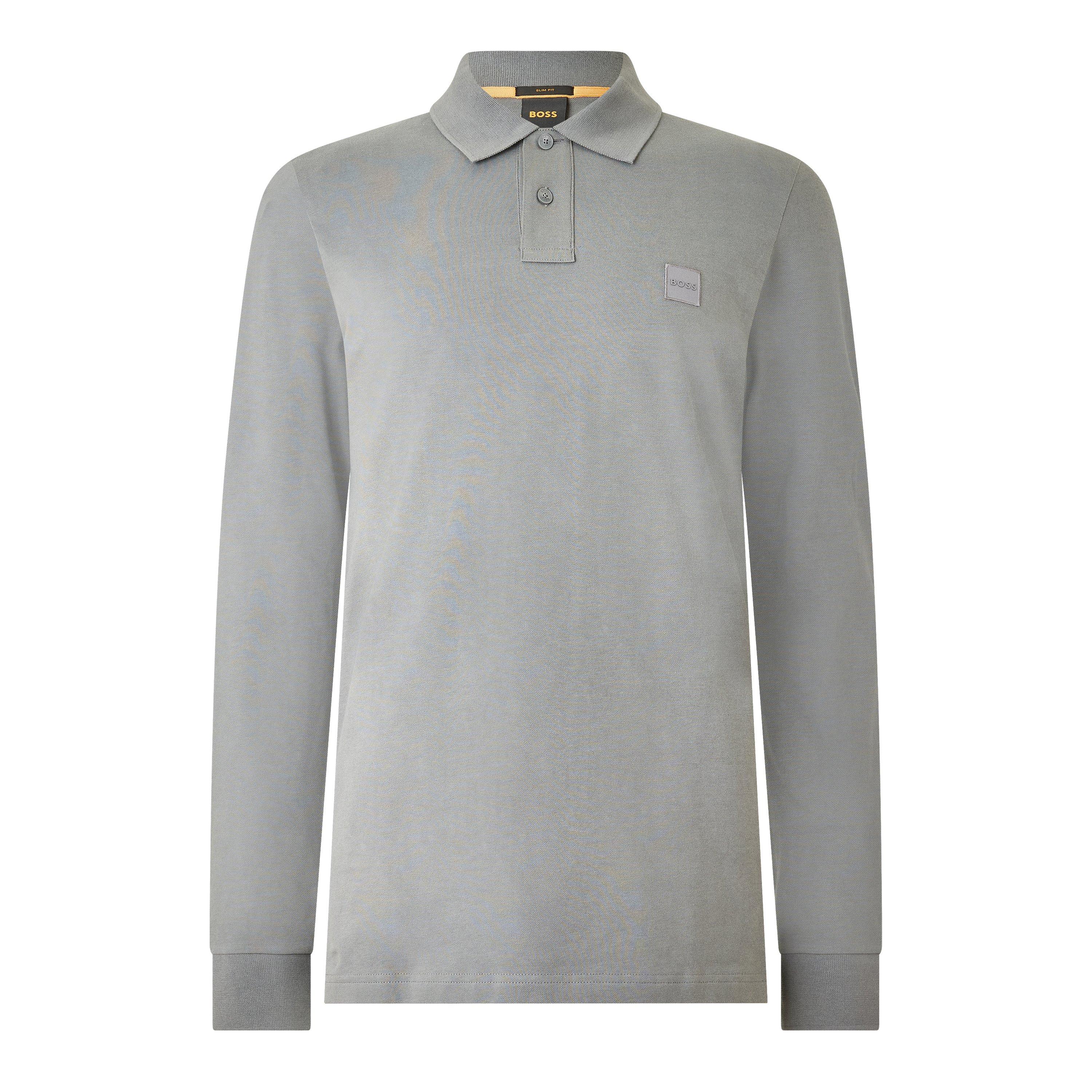 Mens BOSS ORANGE Passerby Premium Cotton Long Sleeve Polo Shirt with Logo Detail