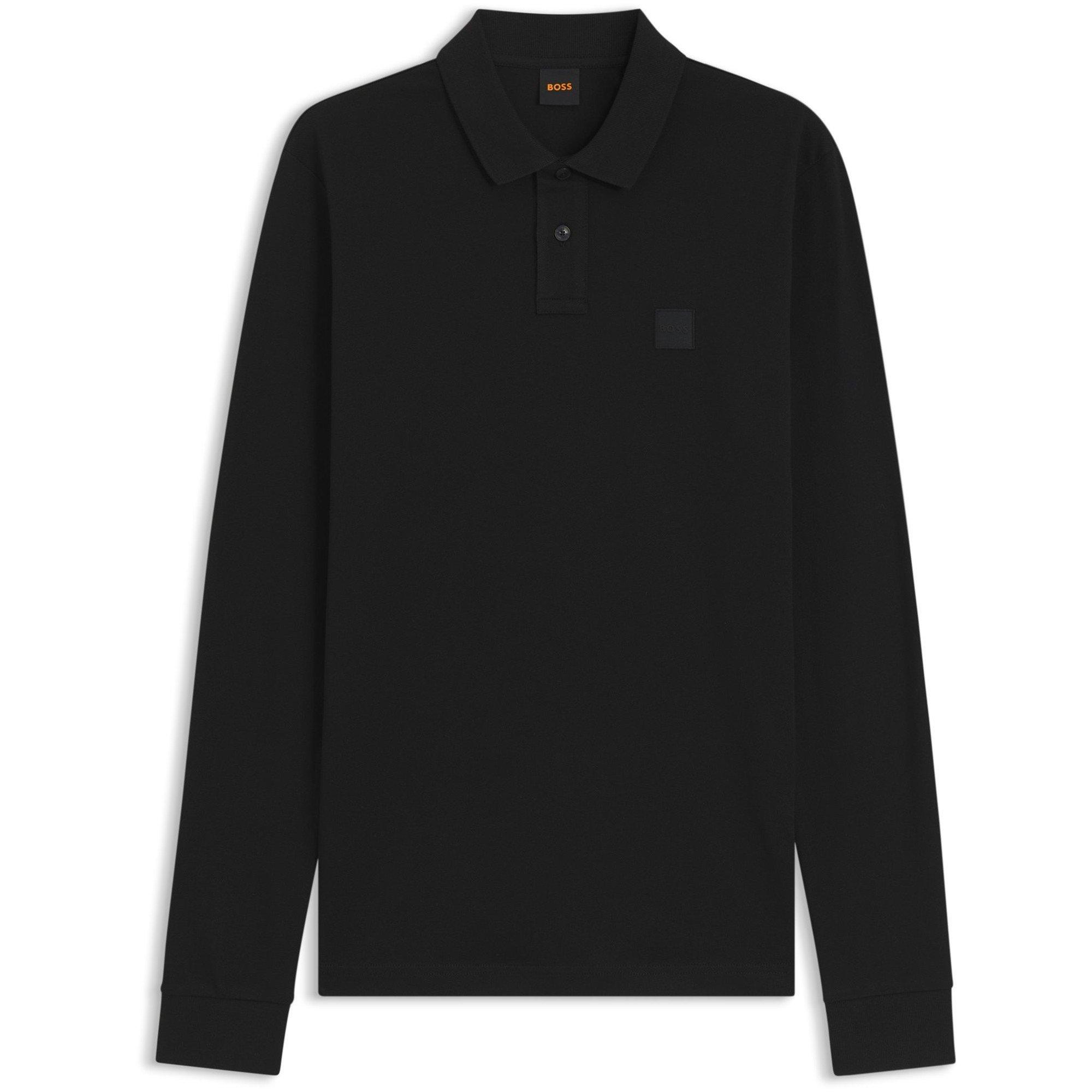 Mens BOSS ORANGE Passerby Premium Cotton Long Sleeve Polo Shirt with Logo Detail