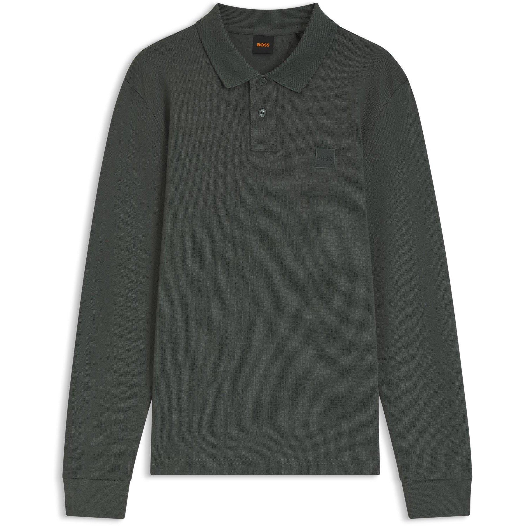Boss Mens BOSS ORANGE Passerby Premium Cotton Long Sleeve Polo Shirt with Logo Detail