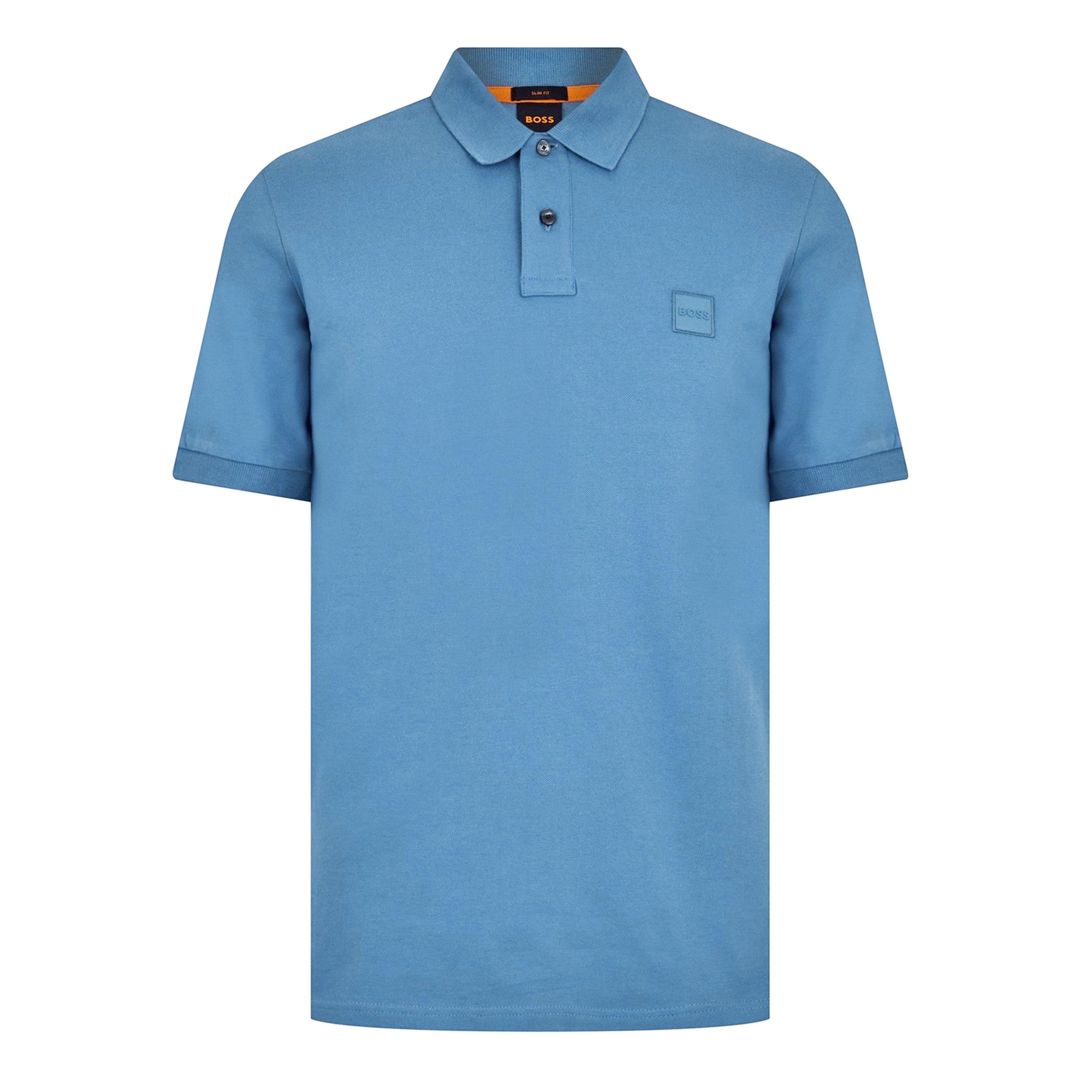 Boss Mens BOSS ORANGE Passenger Premium Design Polo Shirt - Open Blue 489 - M