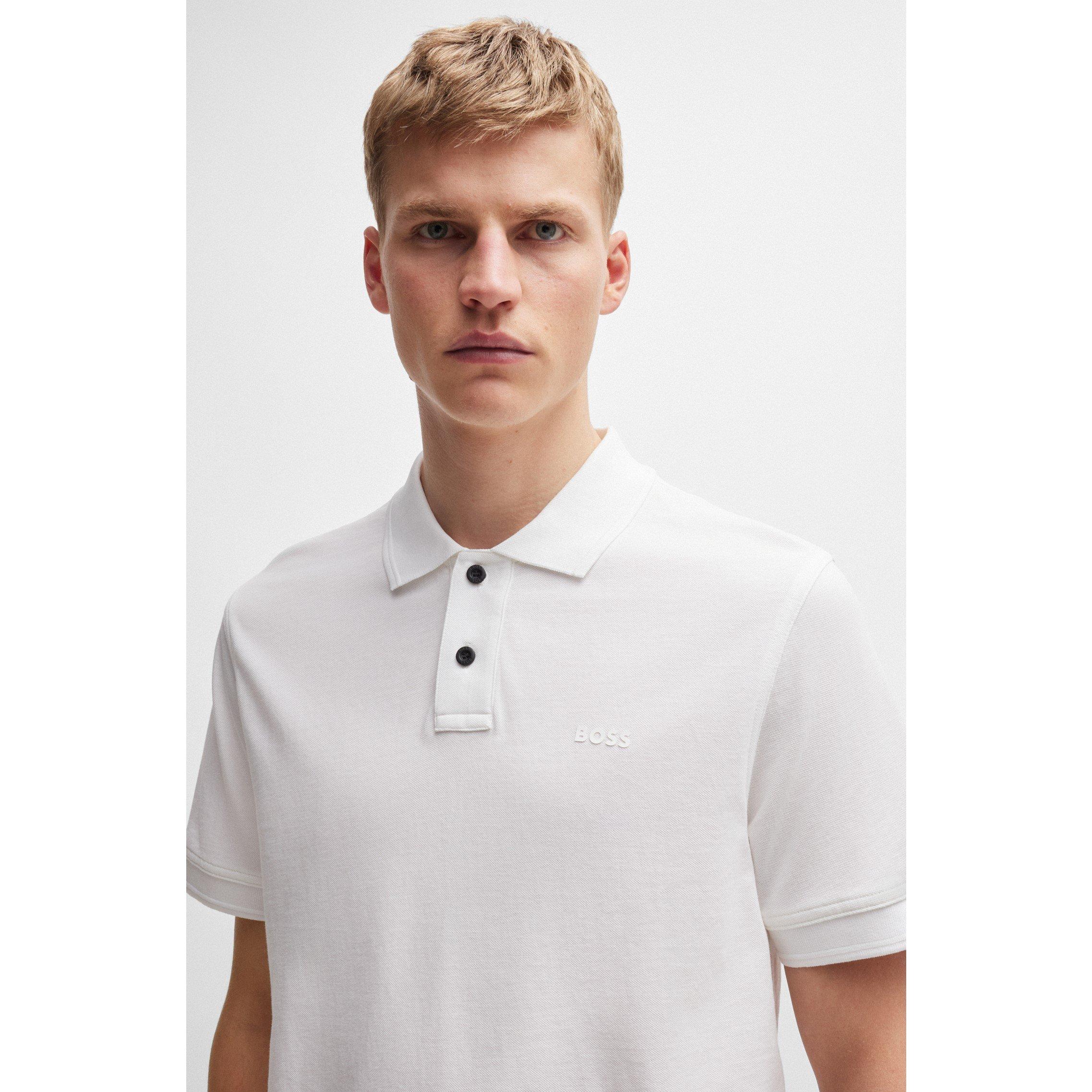 White - Boss - Men's Prime Cotton Polo Shirt - 4