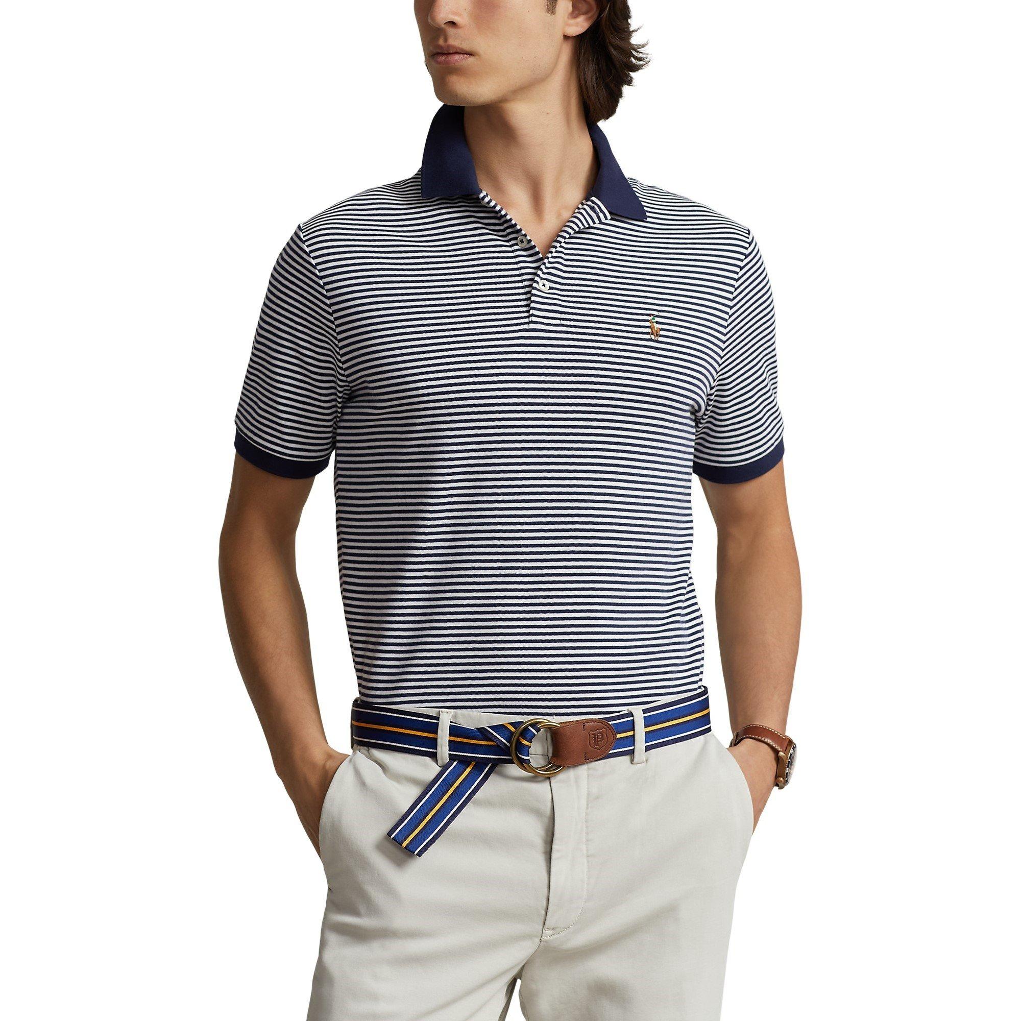 Navy/White - Polo Ralph Lauren - Striped Slim Fit Polo Shirt - 2