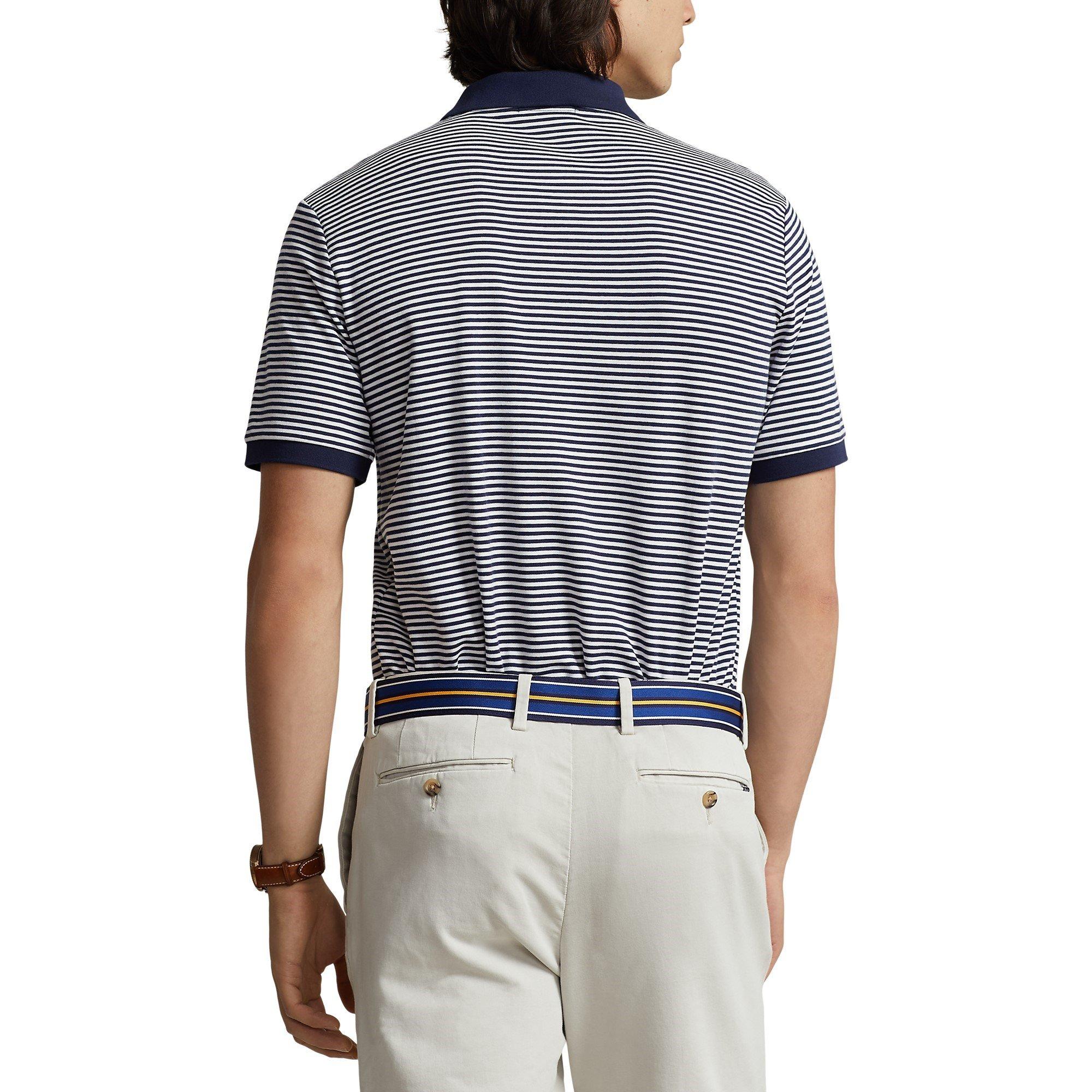 Navy/White - Polo Ralph Lauren - Striped Slim Fit Polo Shirt - 3