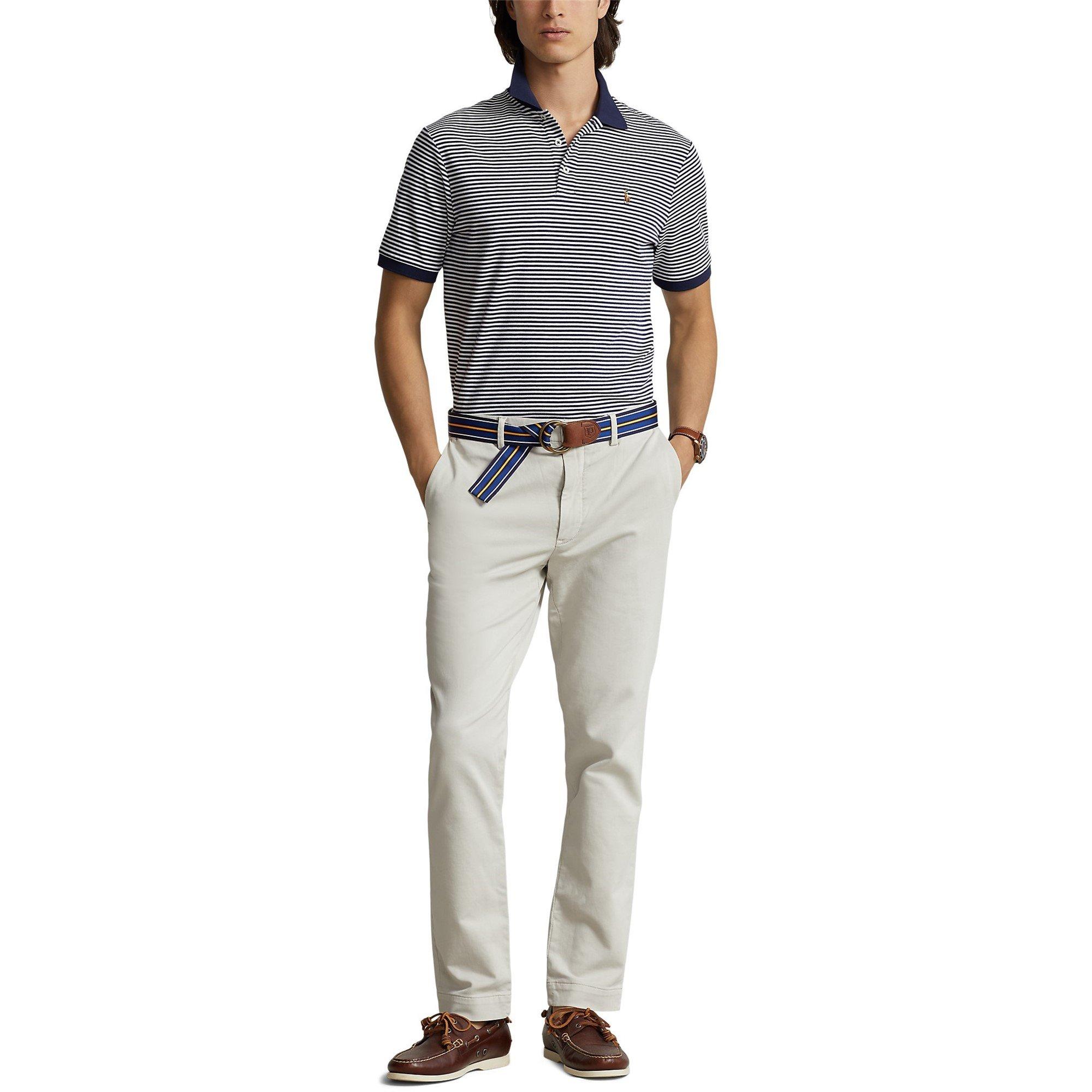 Navy/White - Polo Ralph Lauren - Striped Slim Fit Polo Shirt - 4