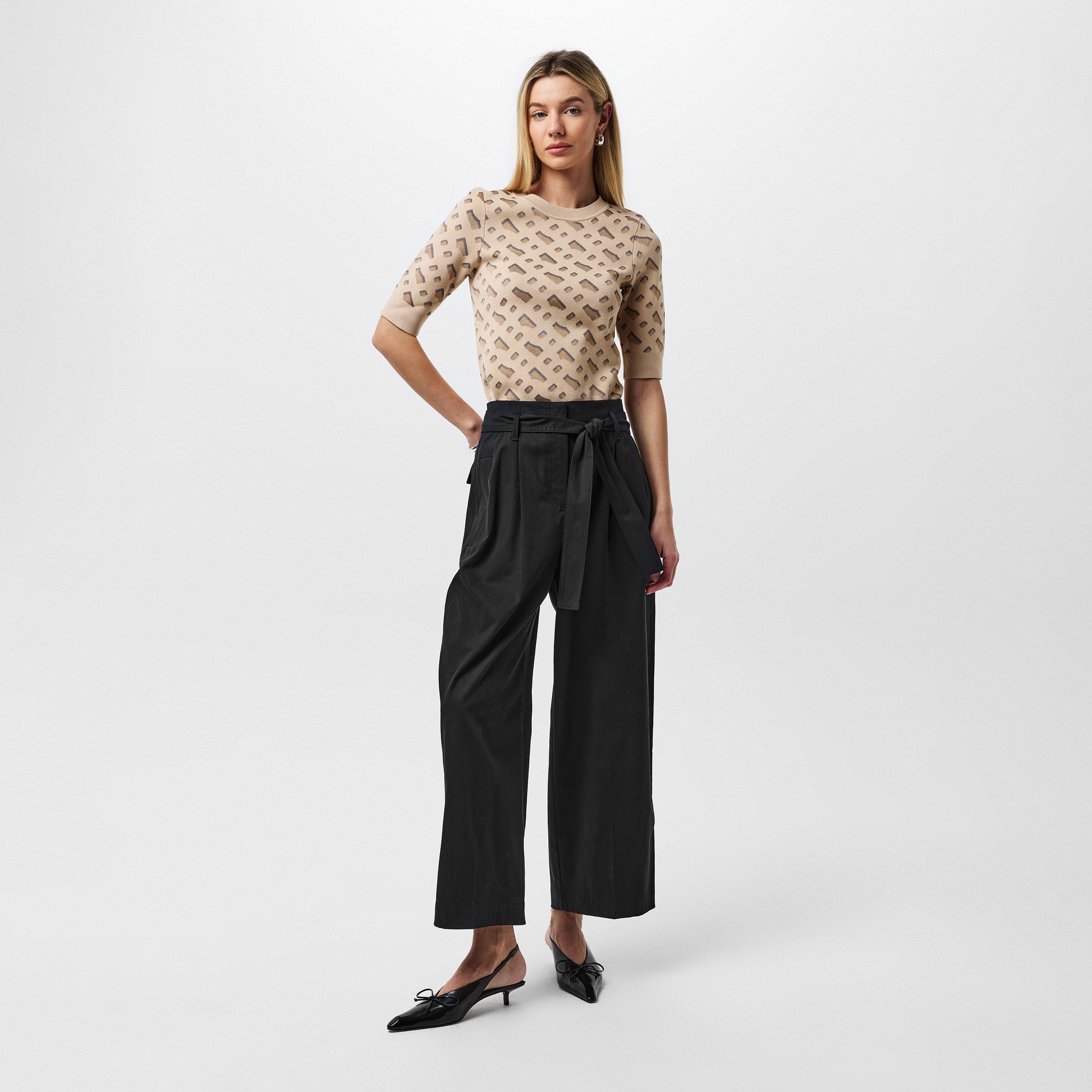 Black 001 - Boss - Women's Tenoy Trousers with Front Tie Fastening - 4