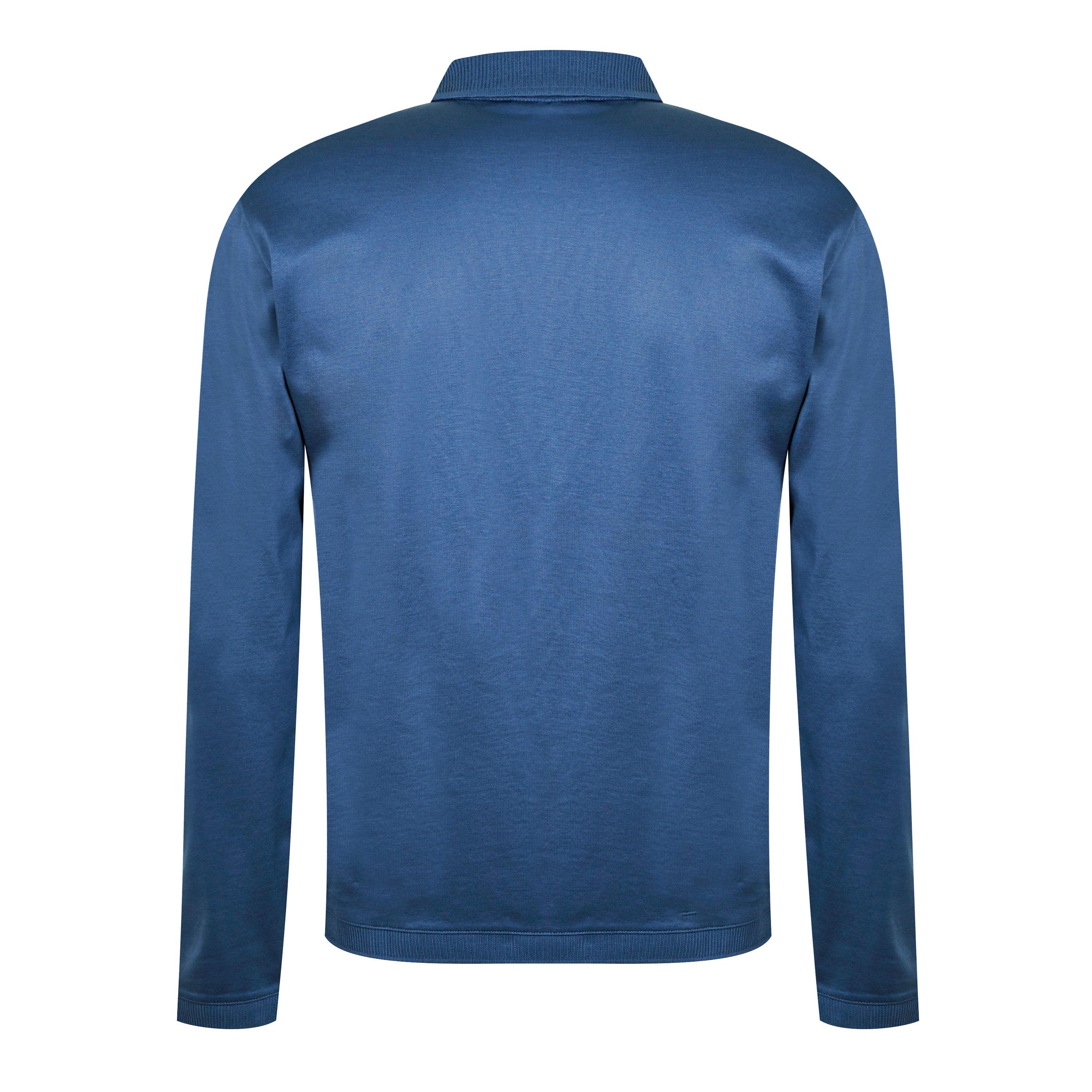Ocean Blue - Emporio Armani - Mercerised Long Sleeve Polo Shirt - 7