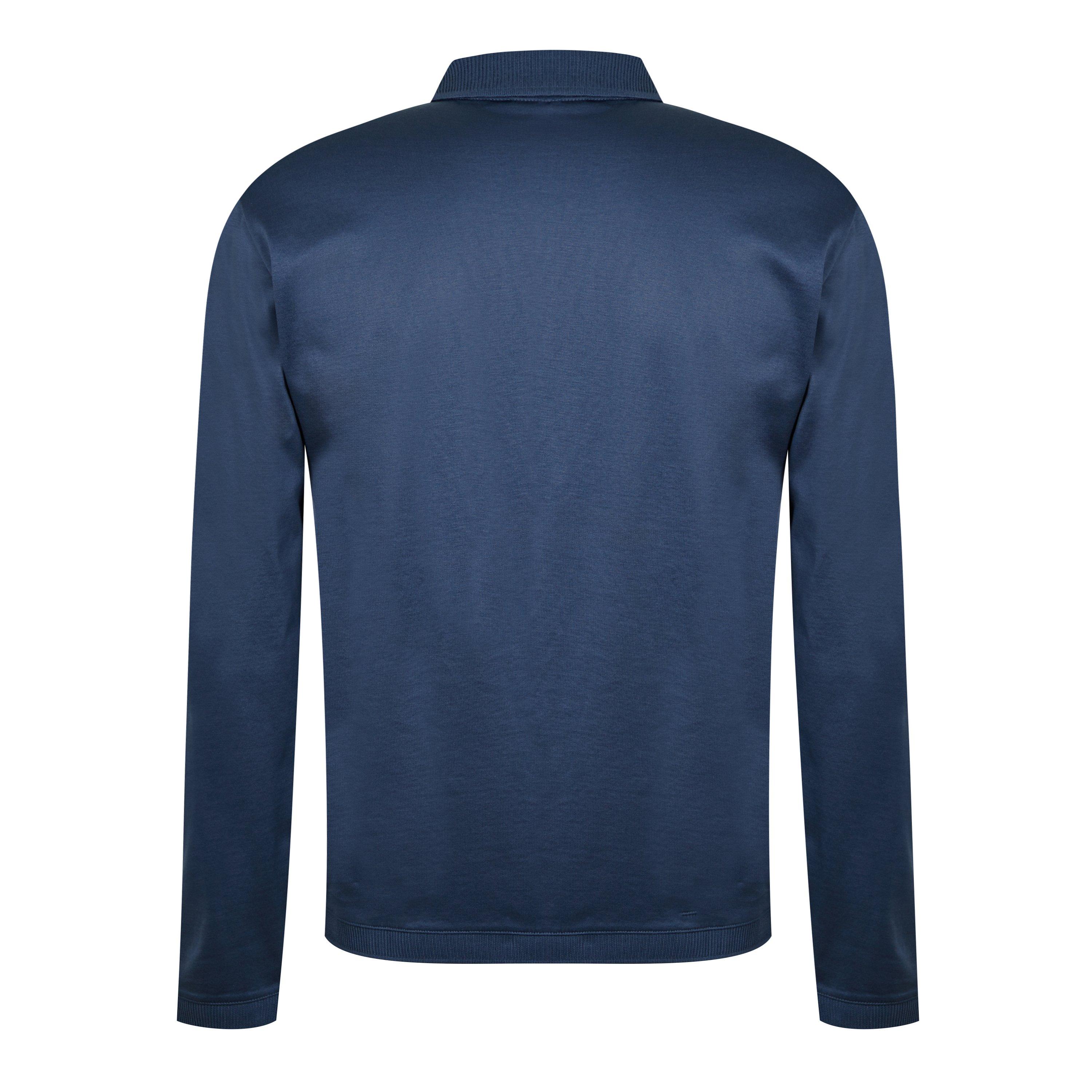 Ocean Blue - Emporio Armani - Mercerised Long Sleeve Polo Shirt - 5