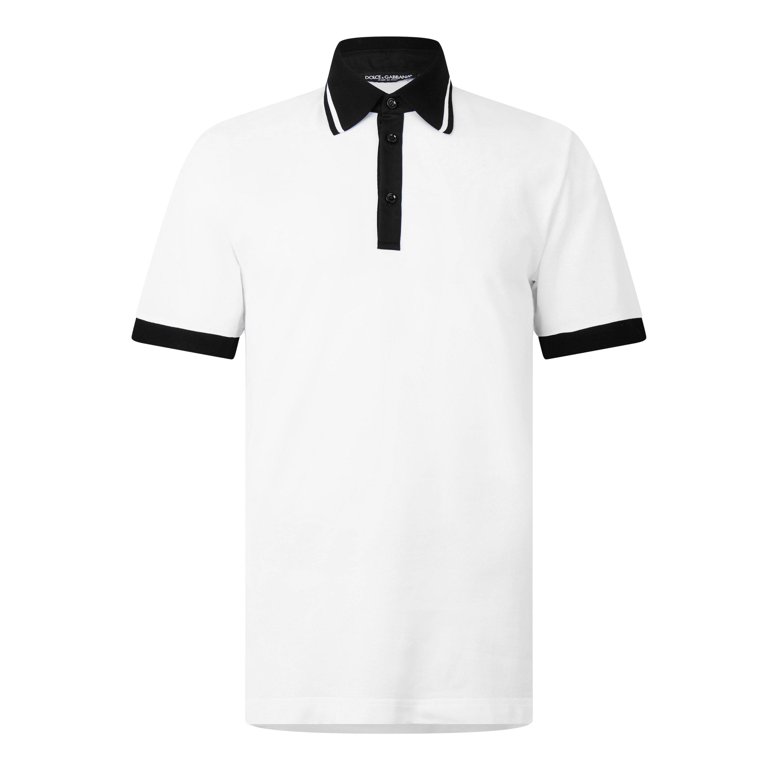 Dolce and Gabbana Graphic Polo - White/Black - L