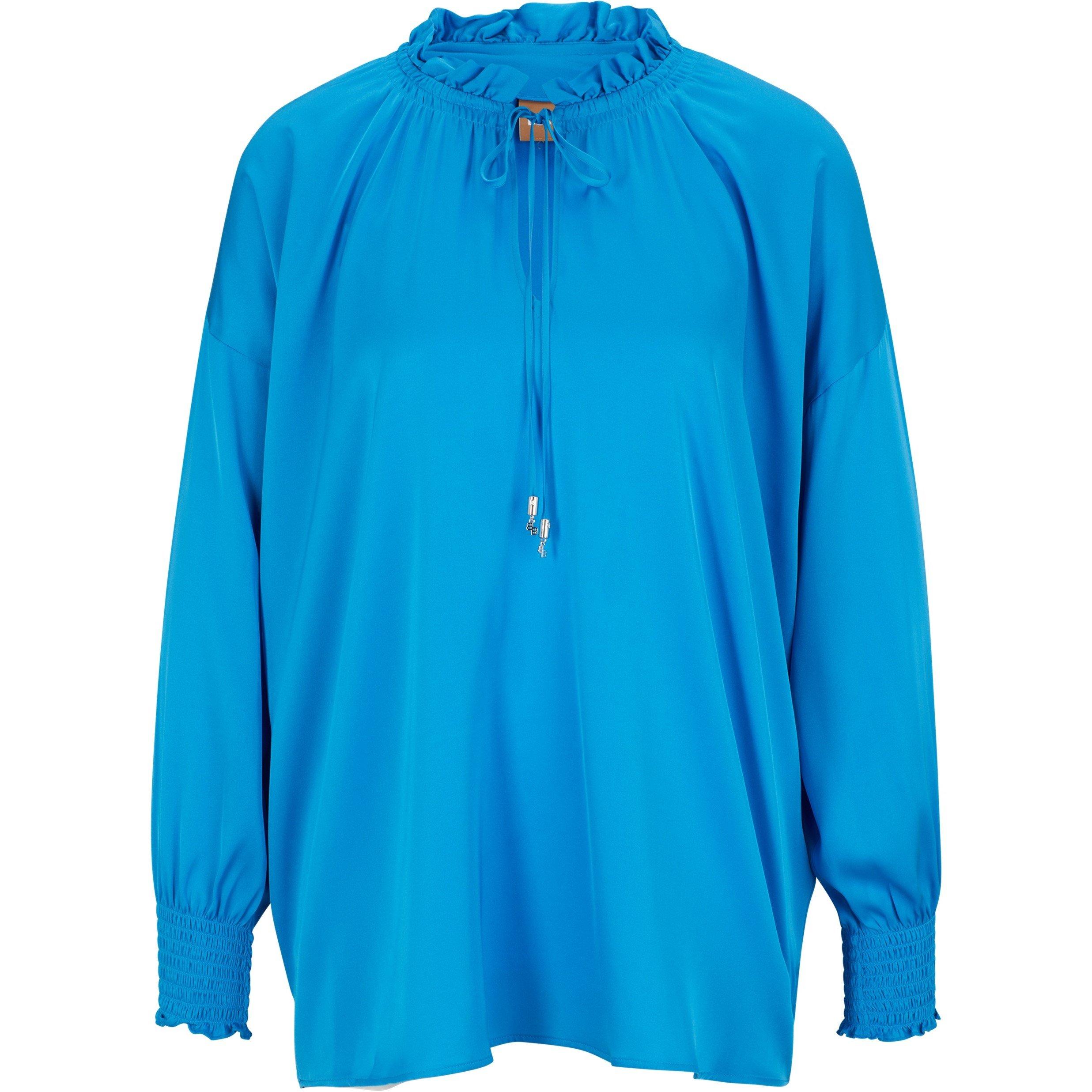 Bright Blue - Boss - Women's Baratina Blouse, Drawstring Neckline