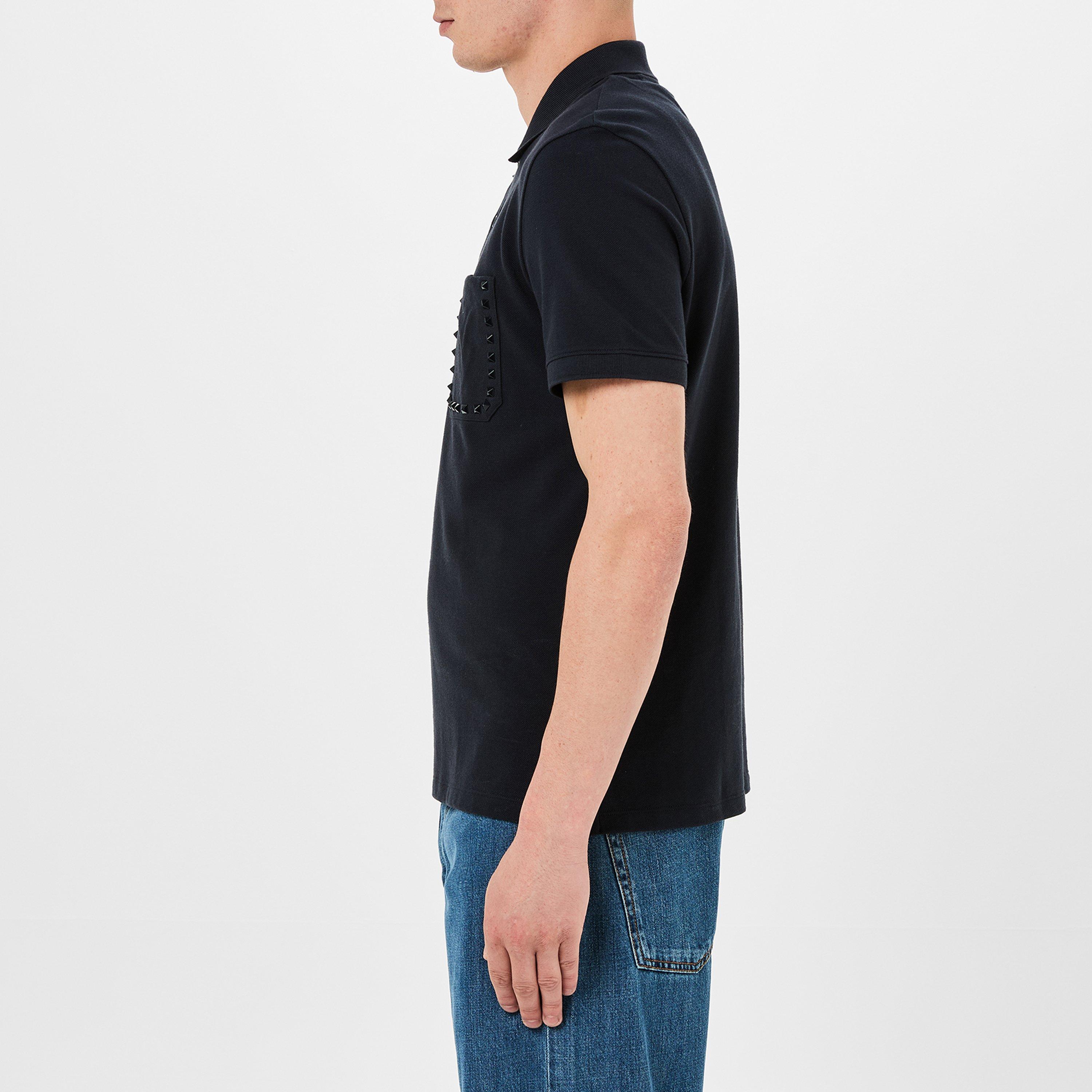 Navy - Valentino - Rock Stud Polo-Shirt - 2