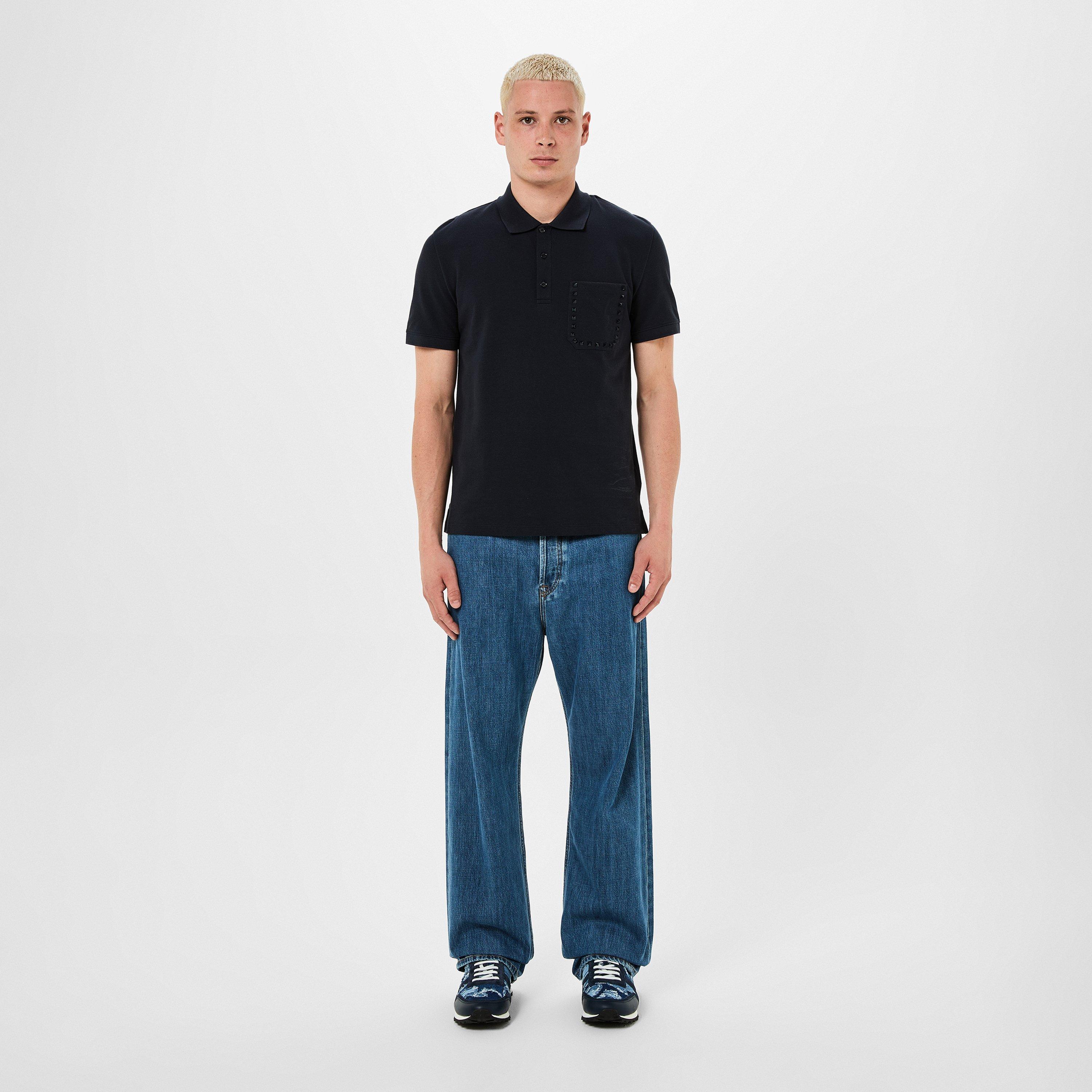 Navy - Valentino - Rock Stud Polo-Shirt - 4