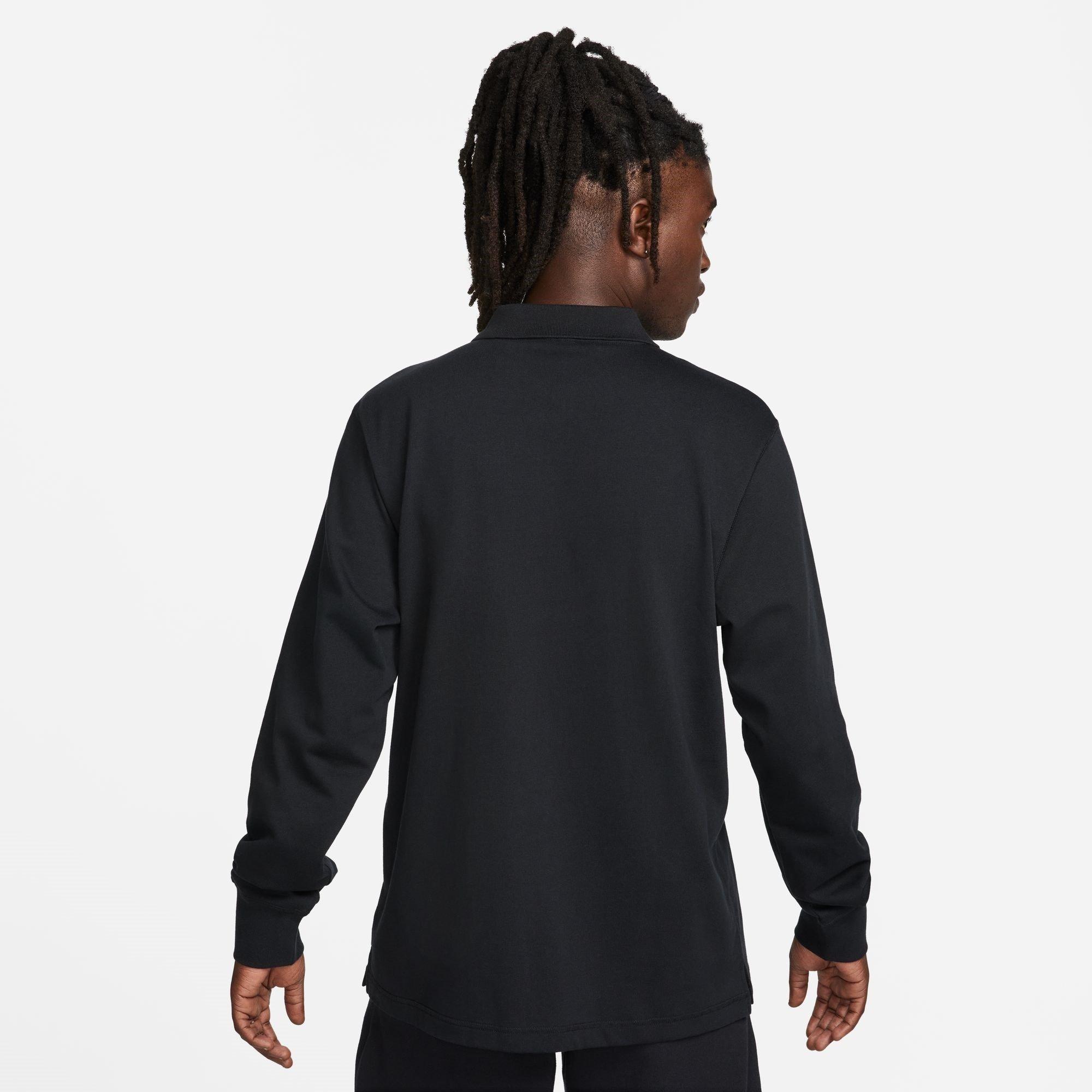 Noir/Blanc - Nike - Club Men's Long-Sleeve Knit Polo - 2