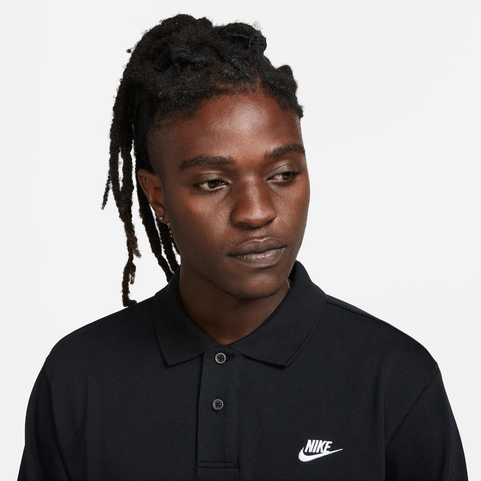 Noir/Blanc - Nike - Club Men's Long-Sleeve Knit Polo - 3