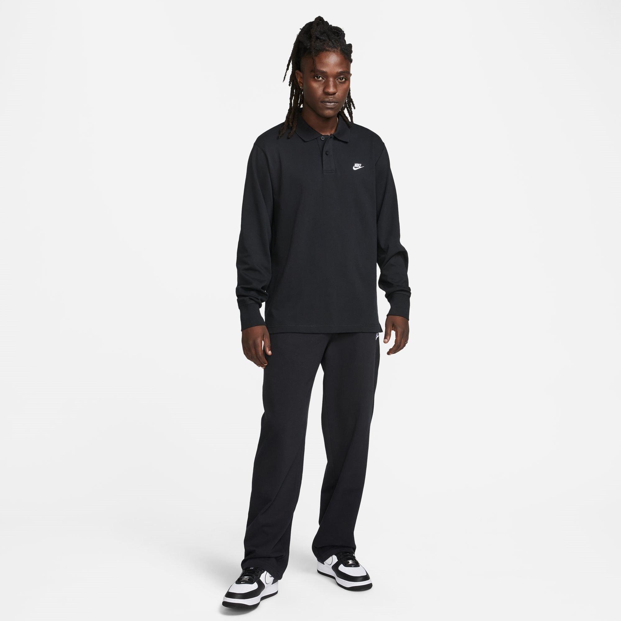Noir/Blanc - Nike - Club Men's Long-Sleeve Knit Polo - 6