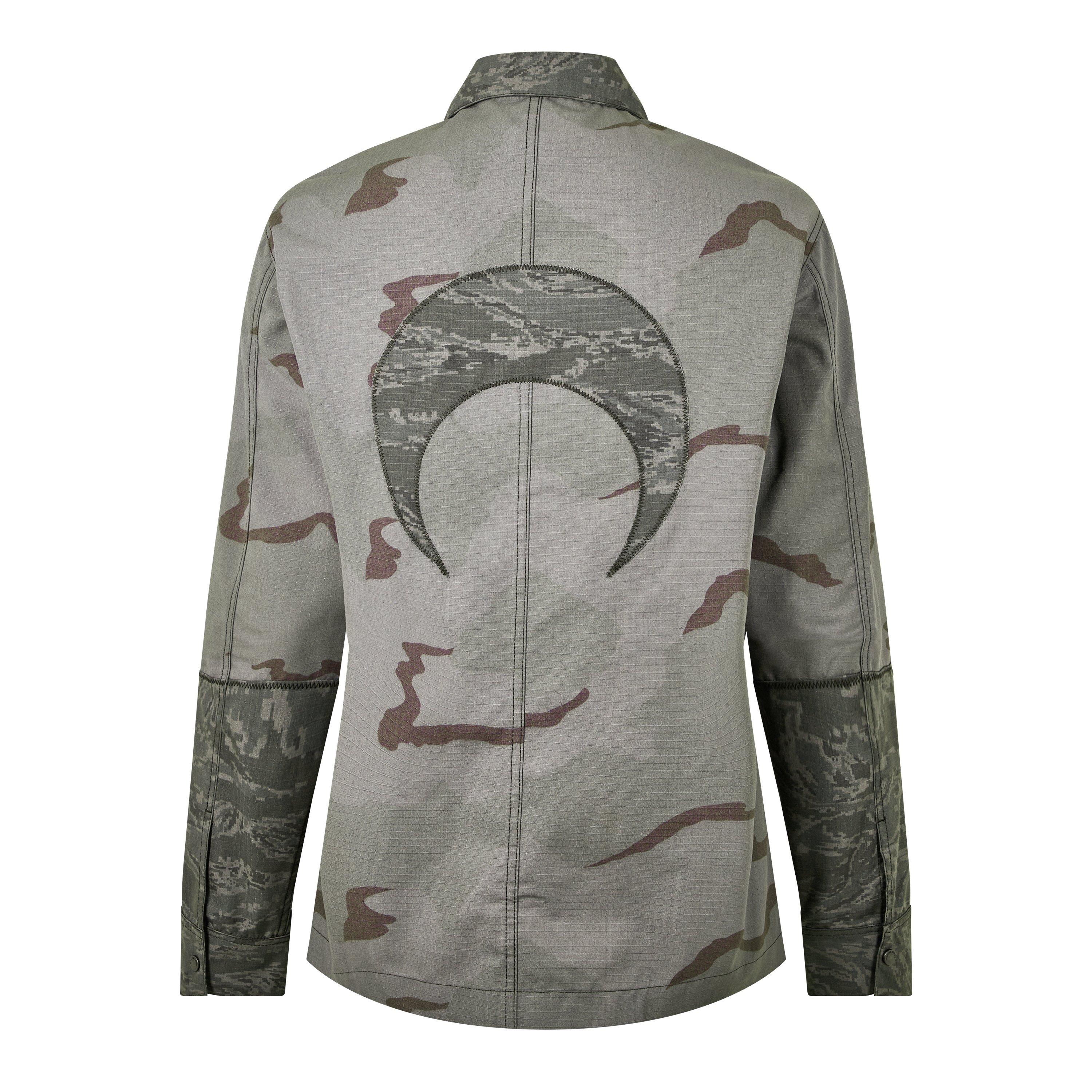 Dark Grey - Marine Serre - Men's  Ripstop Wool Long Sleeve Overshirt - 9