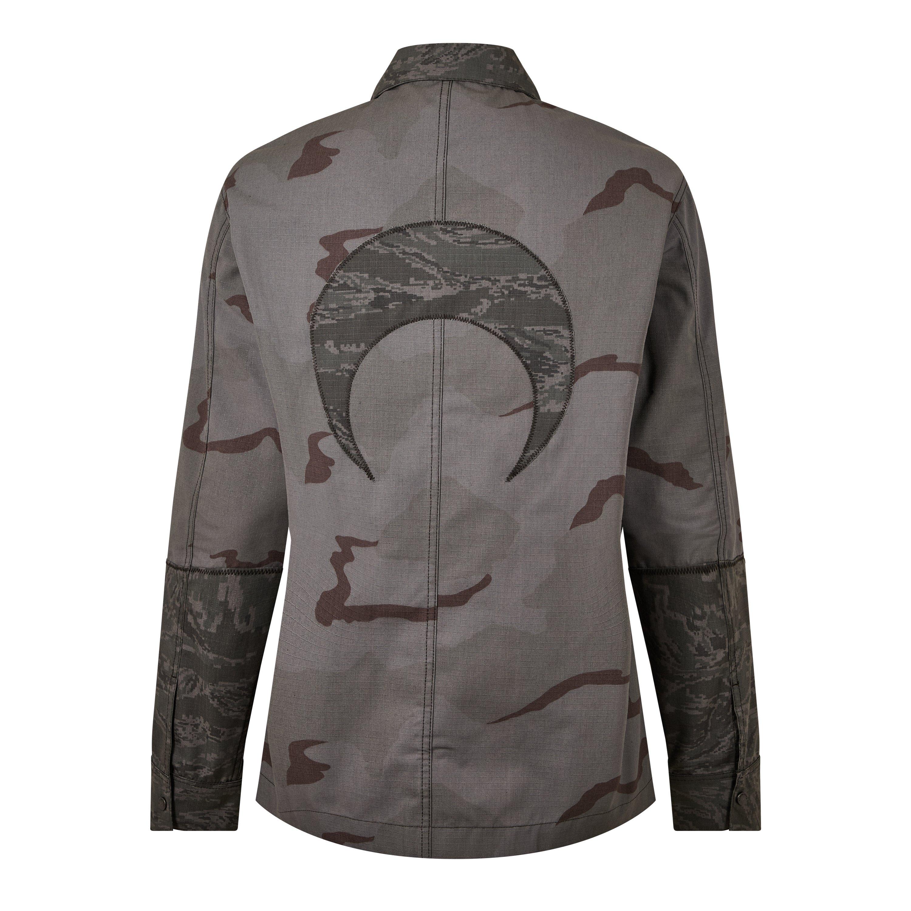 Dark Grey - Marine Serre - Men's  Ripstop Wool Long Sleeve Overshirt - 6