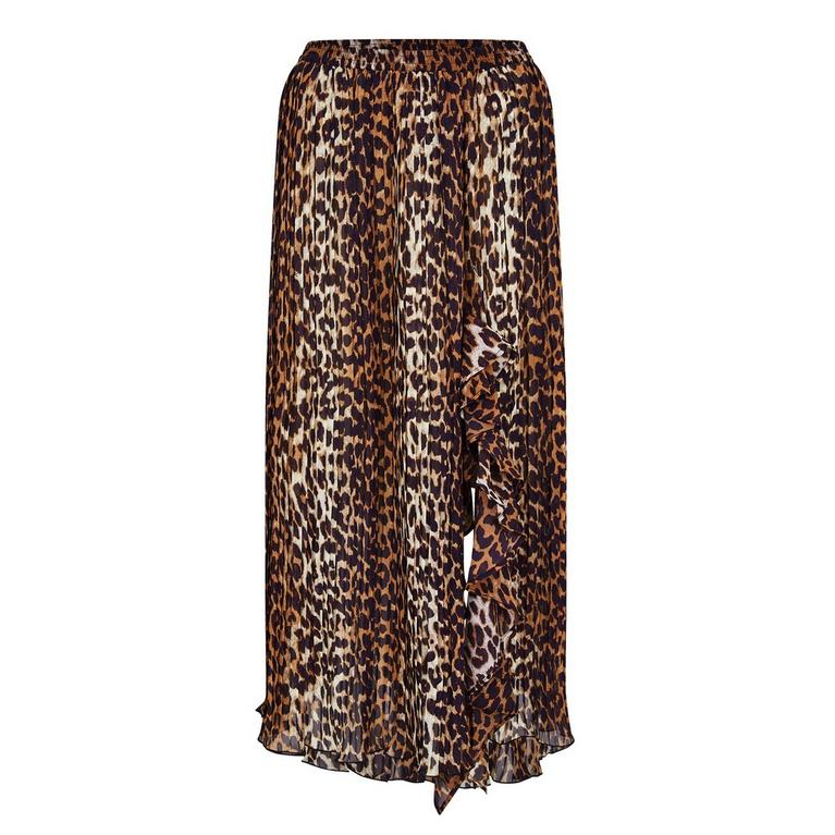 Ganni | Leopard Pleated Georgette Midi Flounce Skirt | Maxi Ganni | Leopard Pleated Georgette Midi Flounce Skirt | Maxi