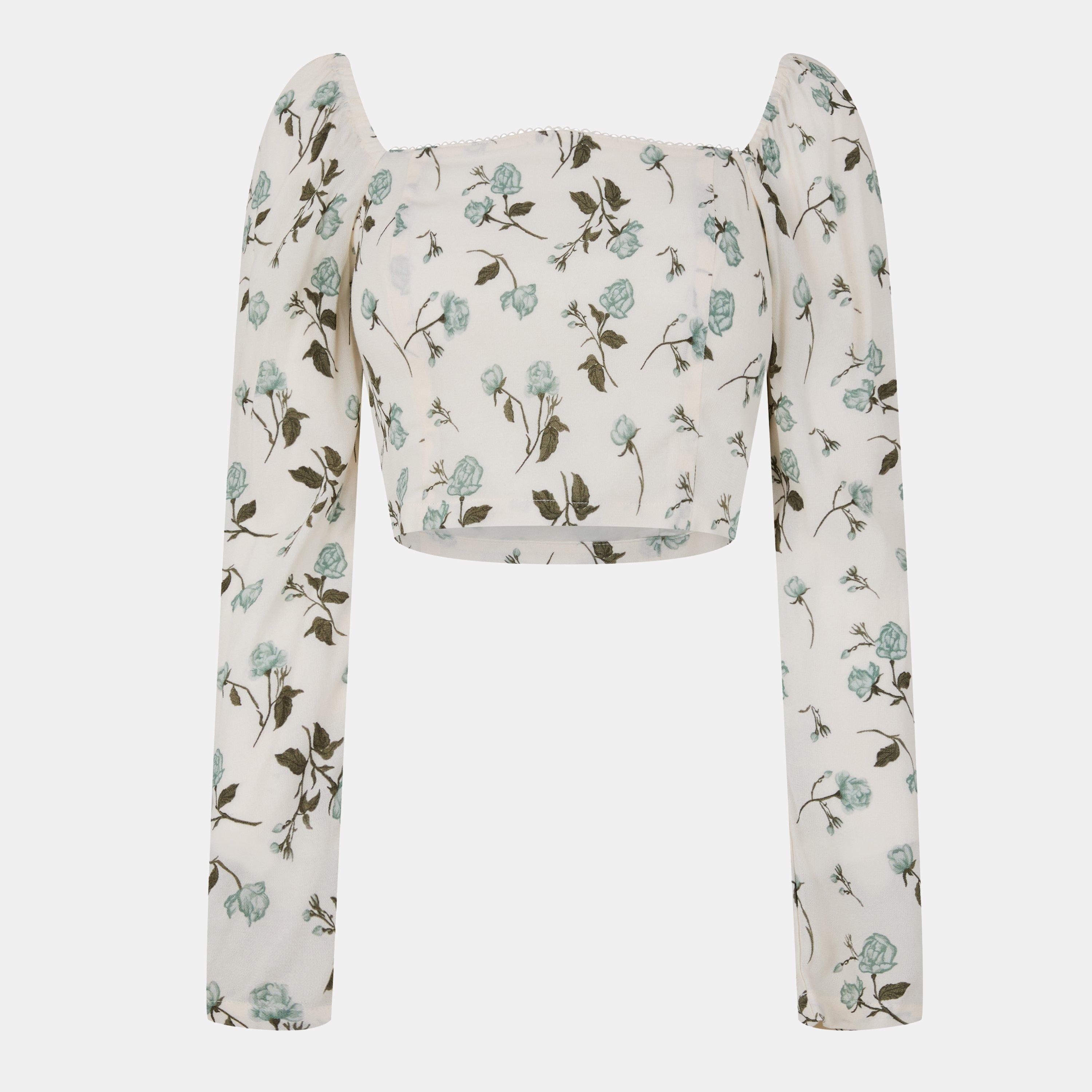 Cream Floral - Jack Wills - Long Sleeve Fitted Blouse - 1