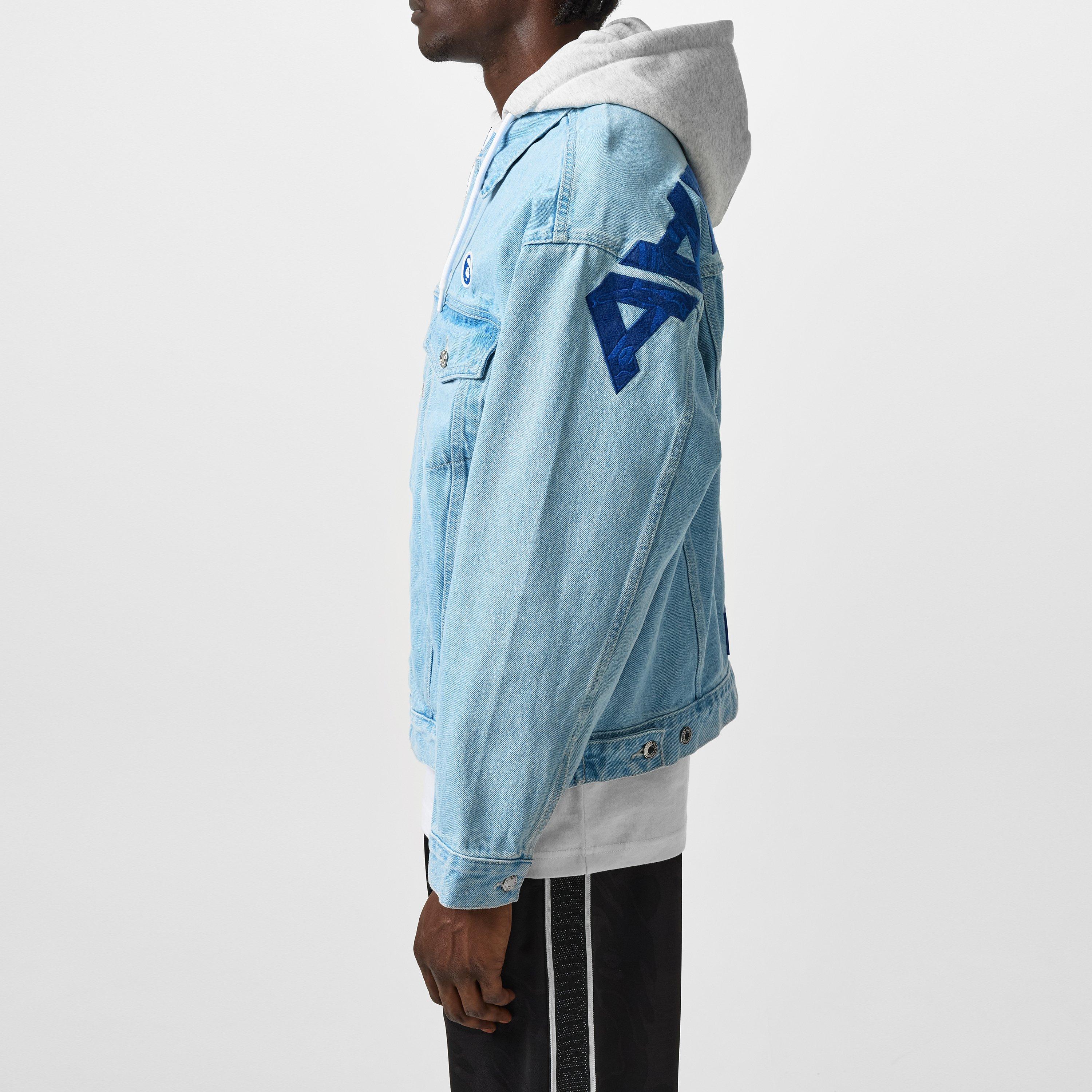 Light Blue - AAPE - Men's Patch Detail Cotton Long Sleeve Denim Jacket - 2