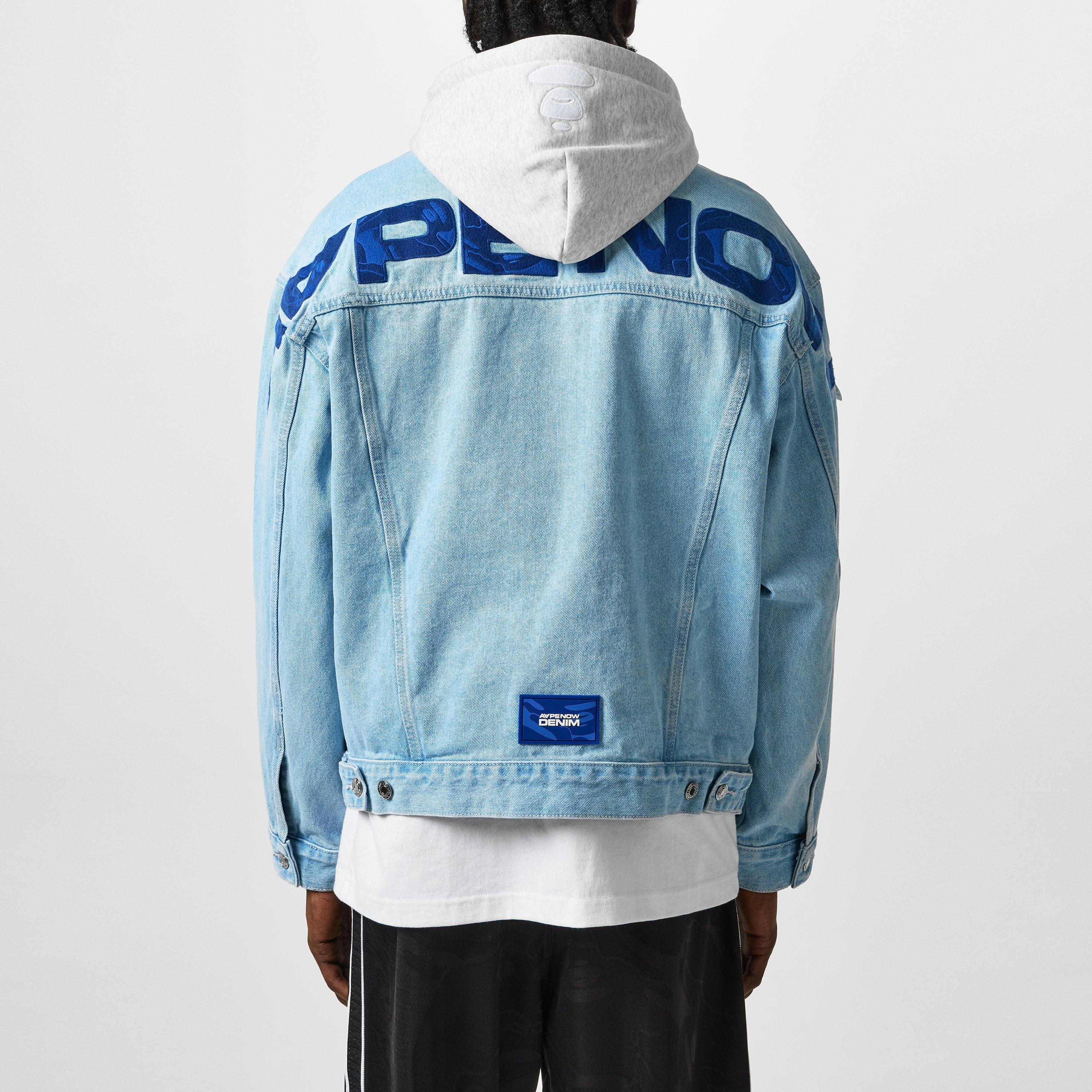 Light Blue - AAPE - Men's Patch Detail Cotton Long Sleeve Denim Jacket - 3