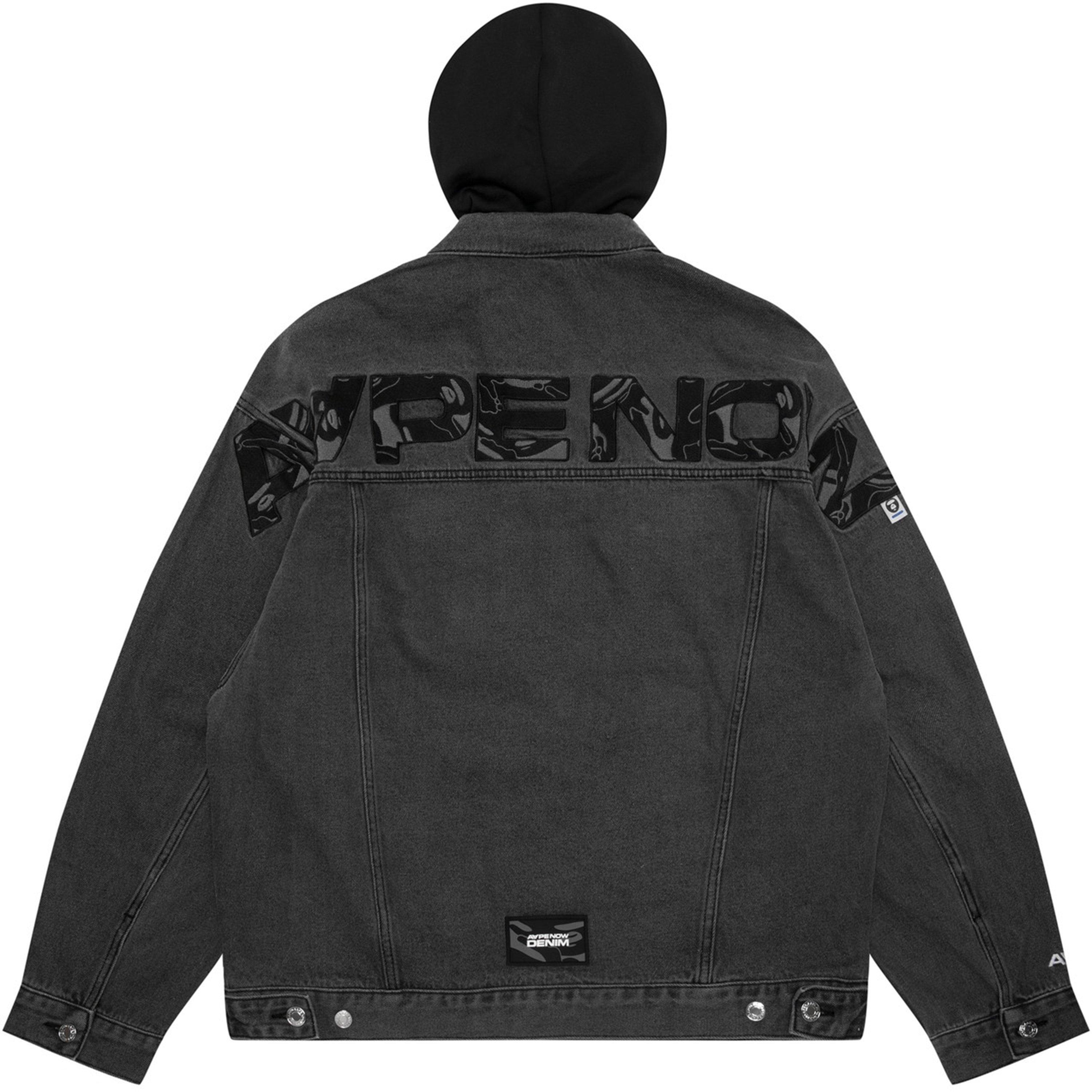 Black - AAPE - Men's  Cotton Long Sleeve Denim Jacket - 8