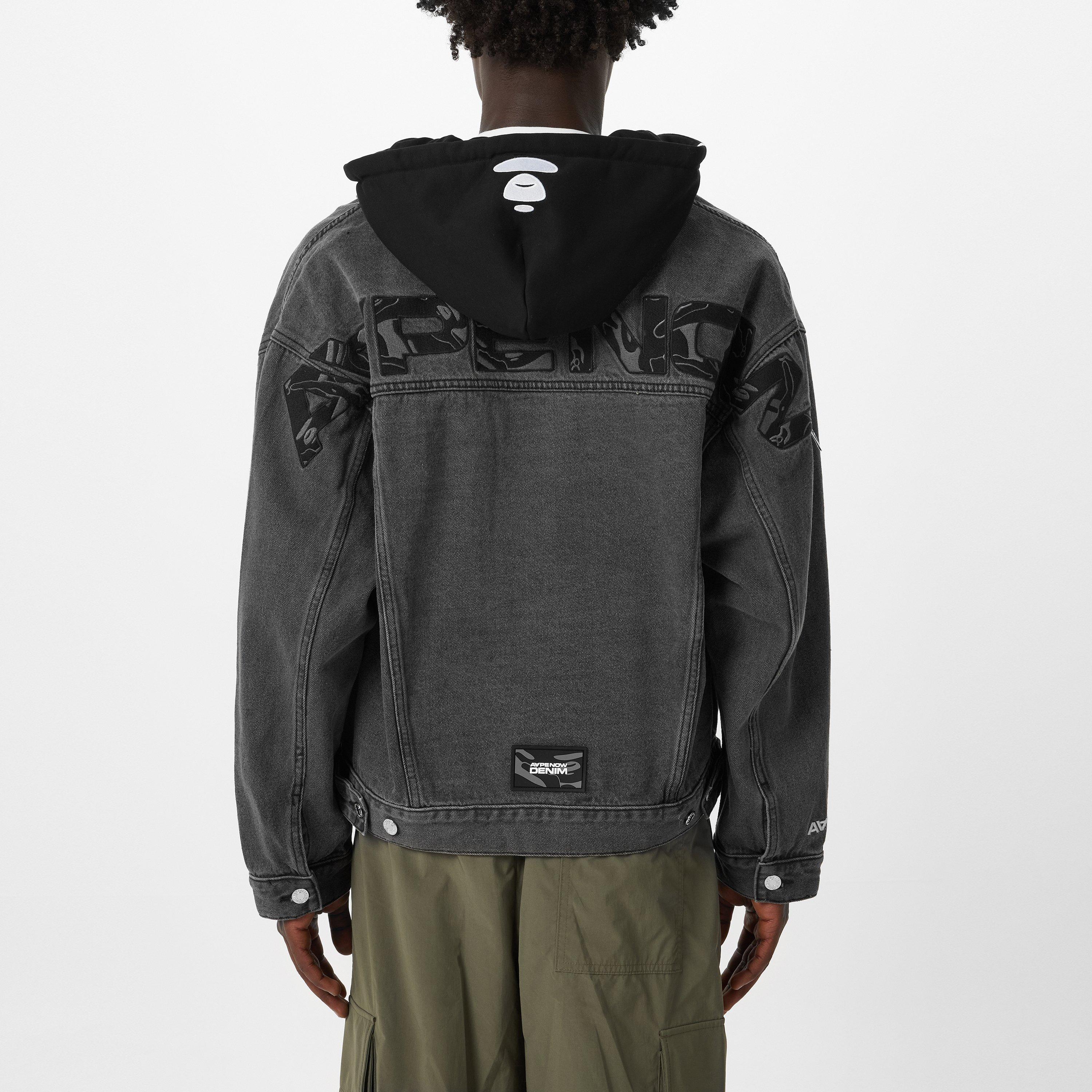 Black - AAPE - Men's  Cotton Long Sleeve Denim Jacket - 3