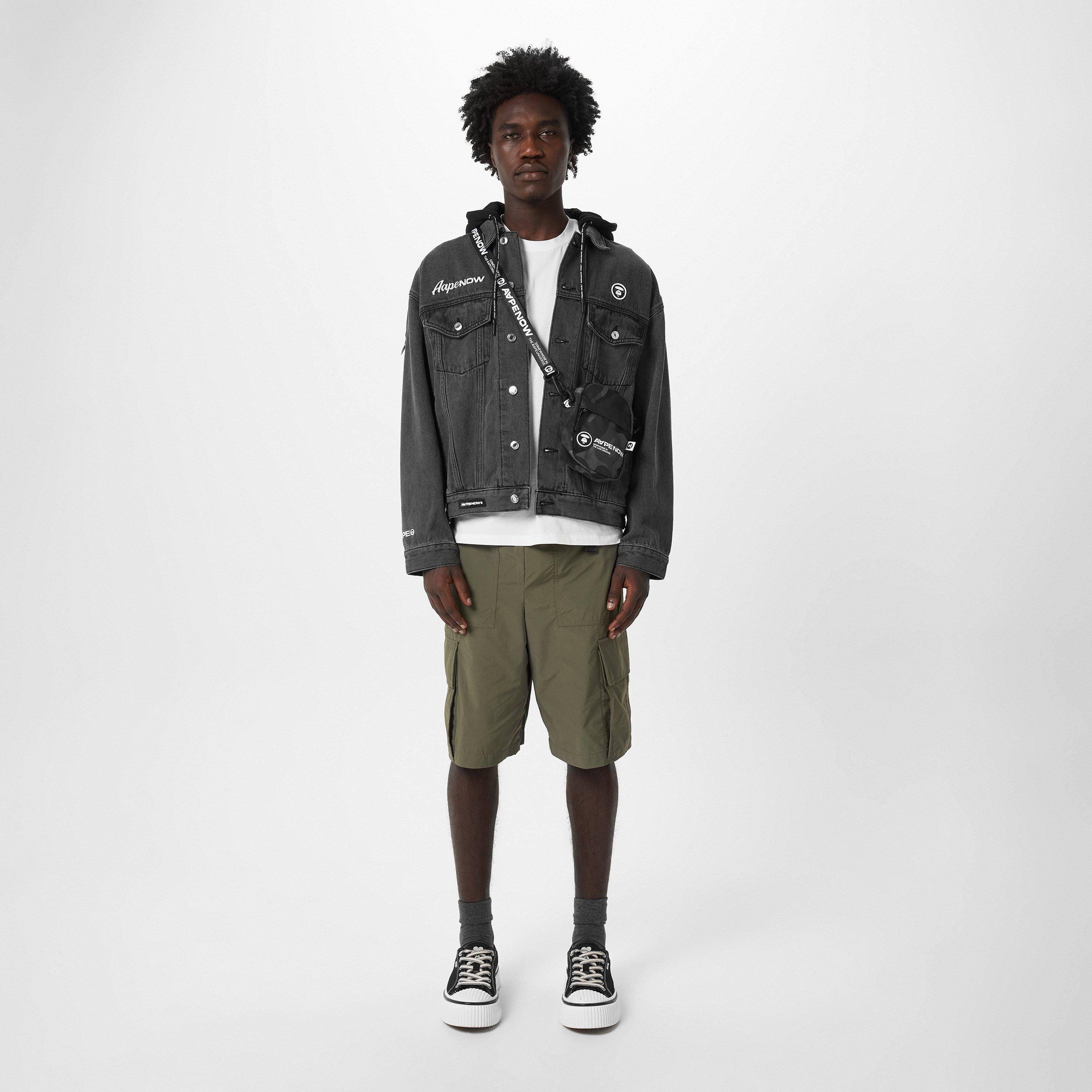 Black - AAPE - Men's  Cotton Long Sleeve Denim Jacket - 4