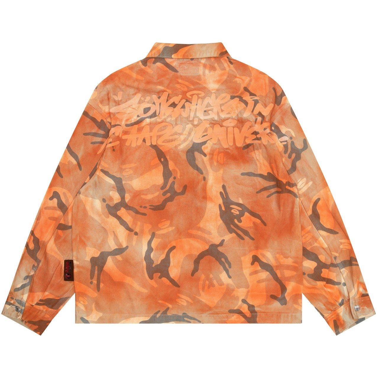 Orange Camo - AAPE - Men's Aape Wide Leg Camo Cotton Long Sleeve Zip Overshirt - 2
