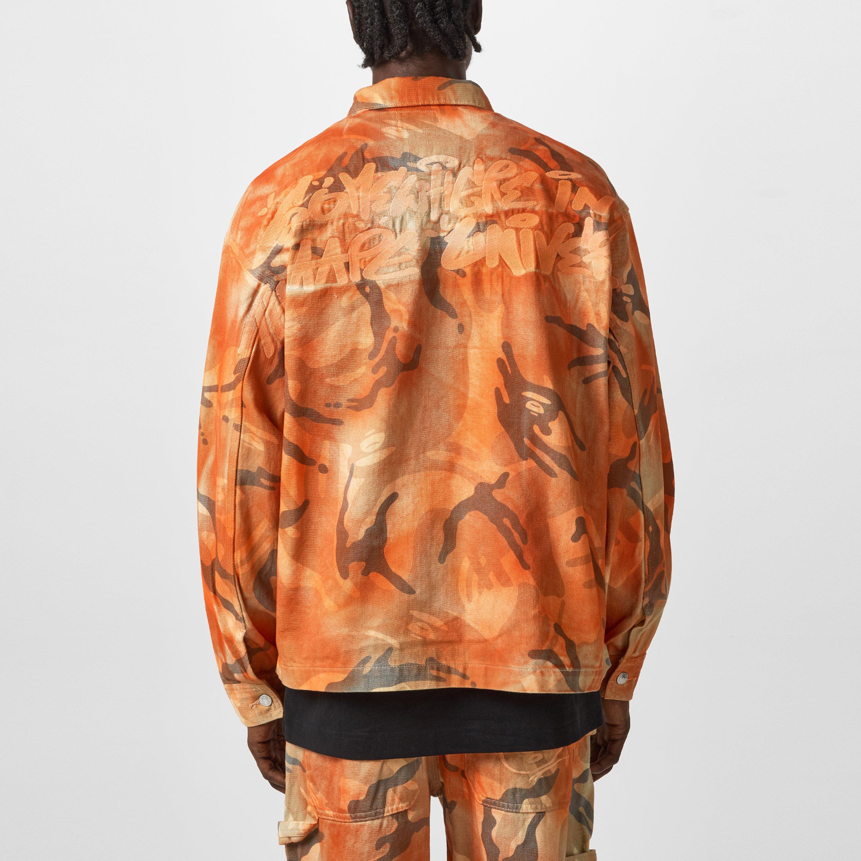 Orange Camo - AAPE - Men's Aape Wide Leg Camo Cotton Long Sleeve Zip Overshirt - 4