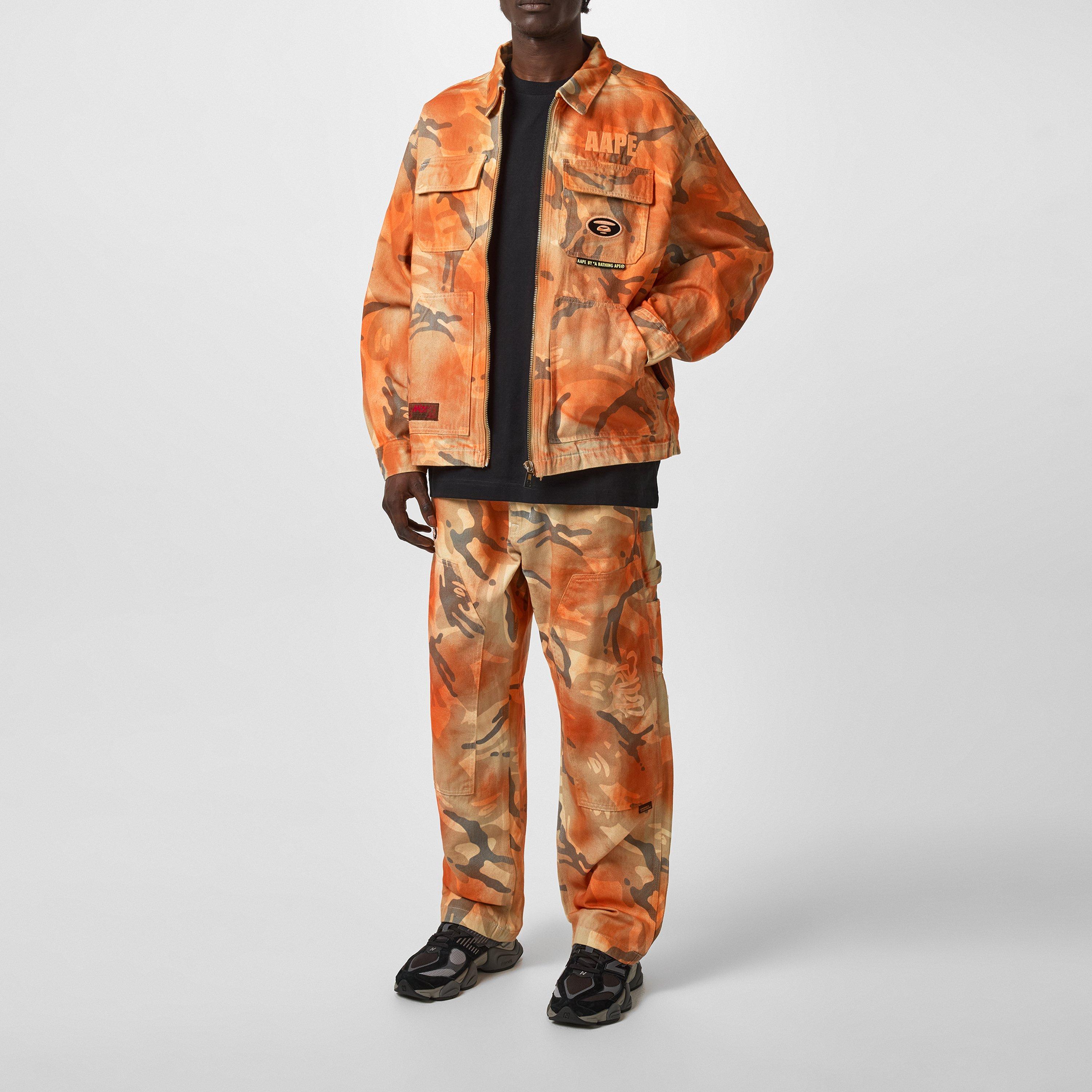Orange Camo - AAPE - Men's Aape Wide Leg Camo Cotton Long Sleeve Zip Overshirt - 6