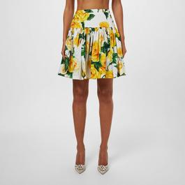 Dolce and Gabbana Cotton Poplin Floral Skirt