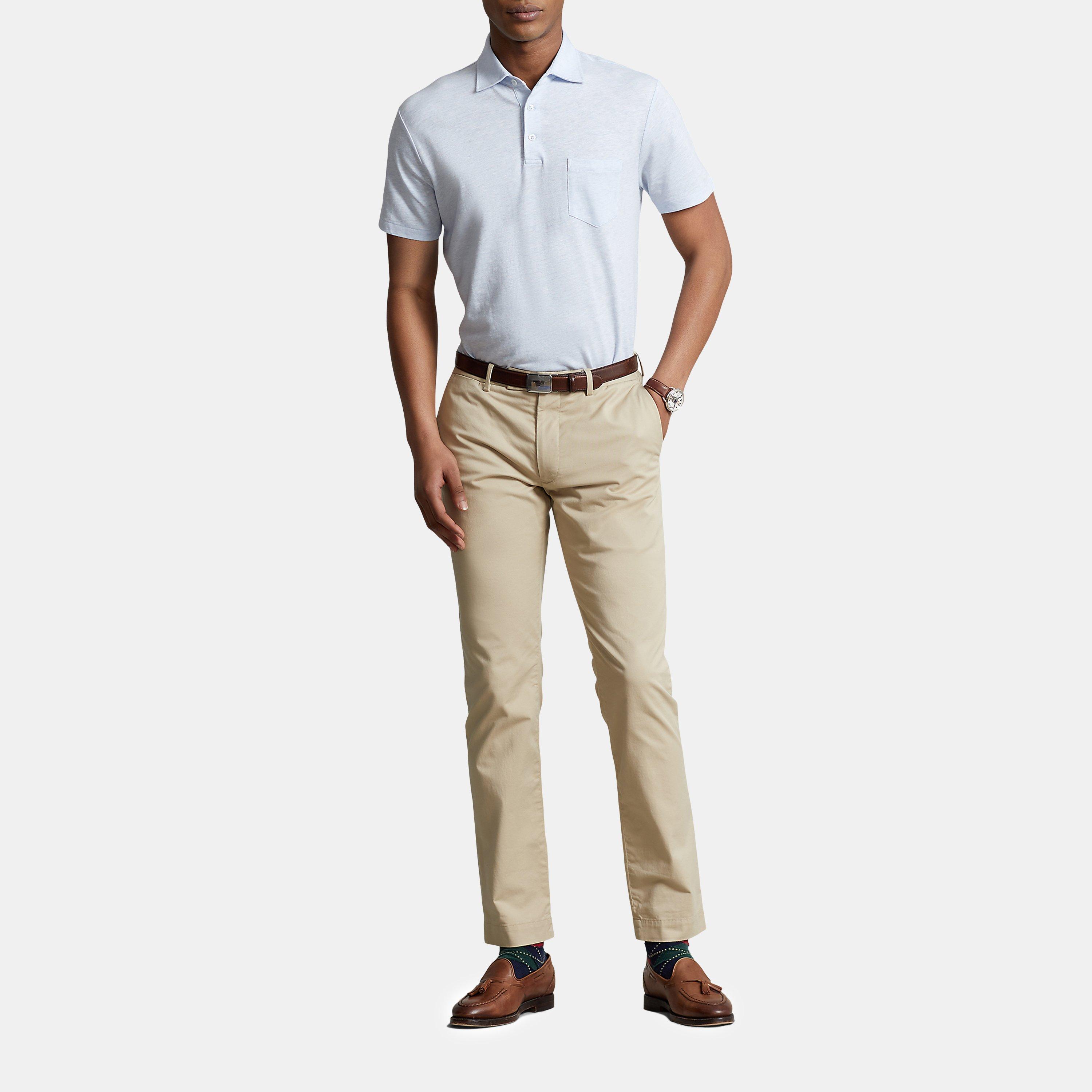 Office Blue - Polo Ralph Lauren - Cotton Linen Short Sleeve Polo Shirt - 4