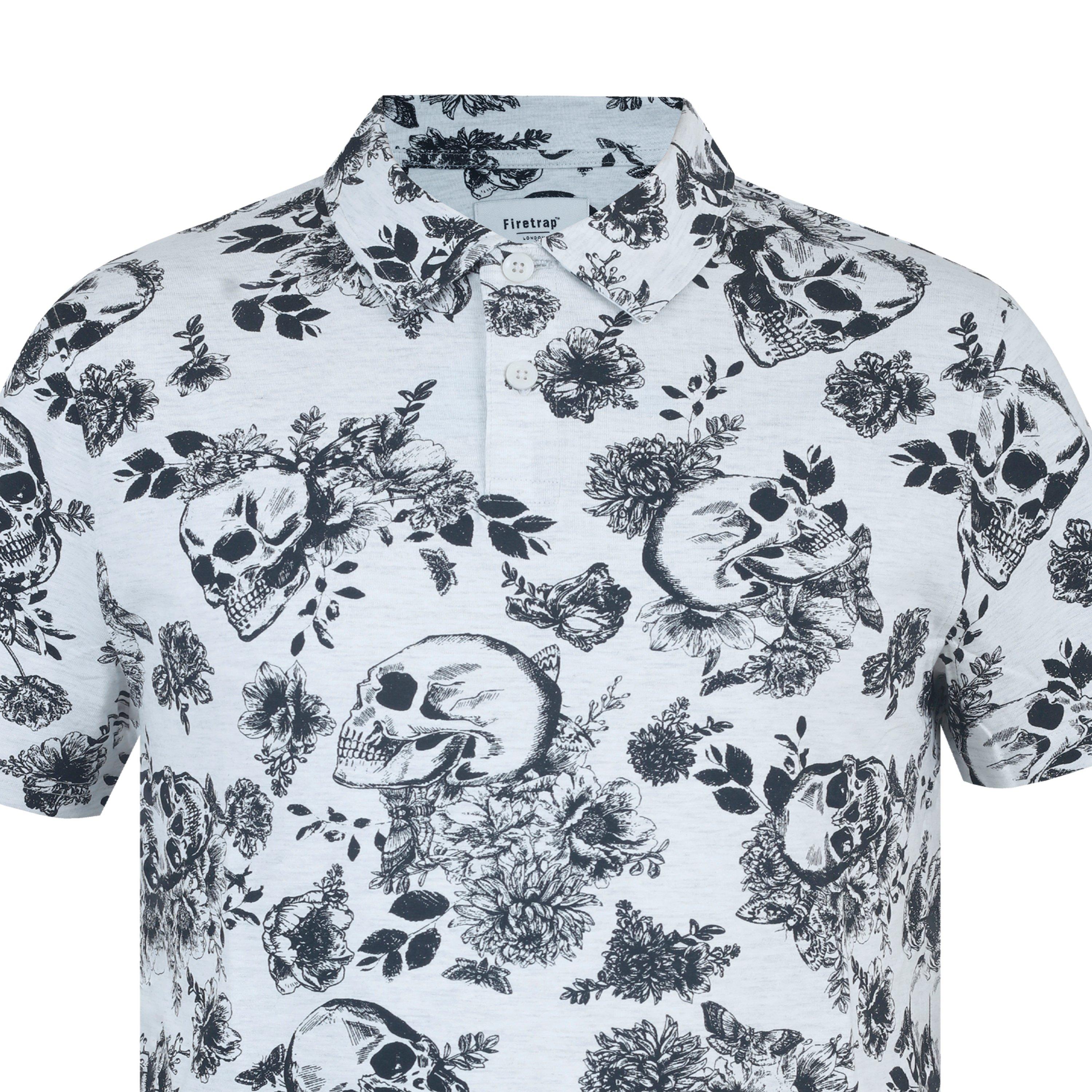 Ecru - Firetrap - All-Over Print Polo Top Mens - 3