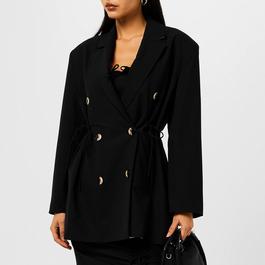 Ganni Black Drapey Melange Oversized Blazer