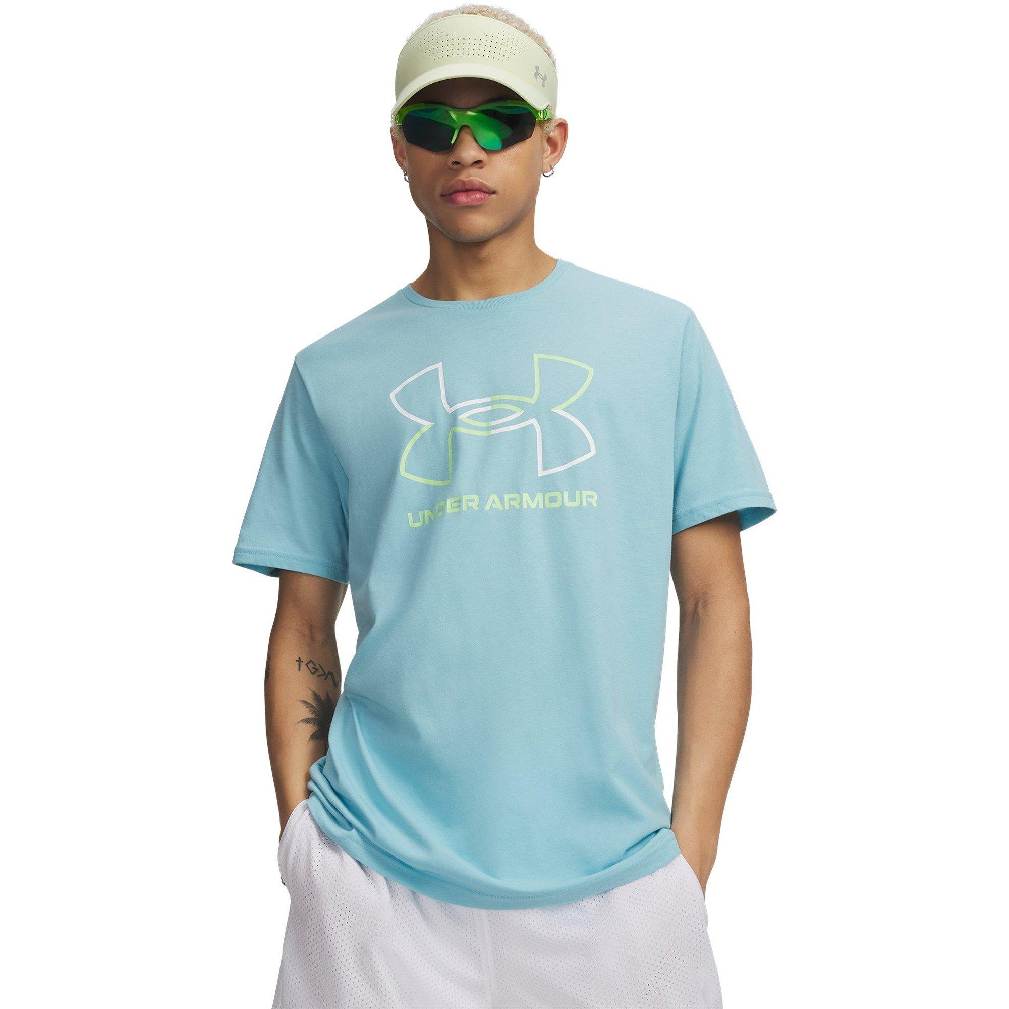 Under Armour Men's Foundation Short Sleeve - Blue/Lime/Wht - M