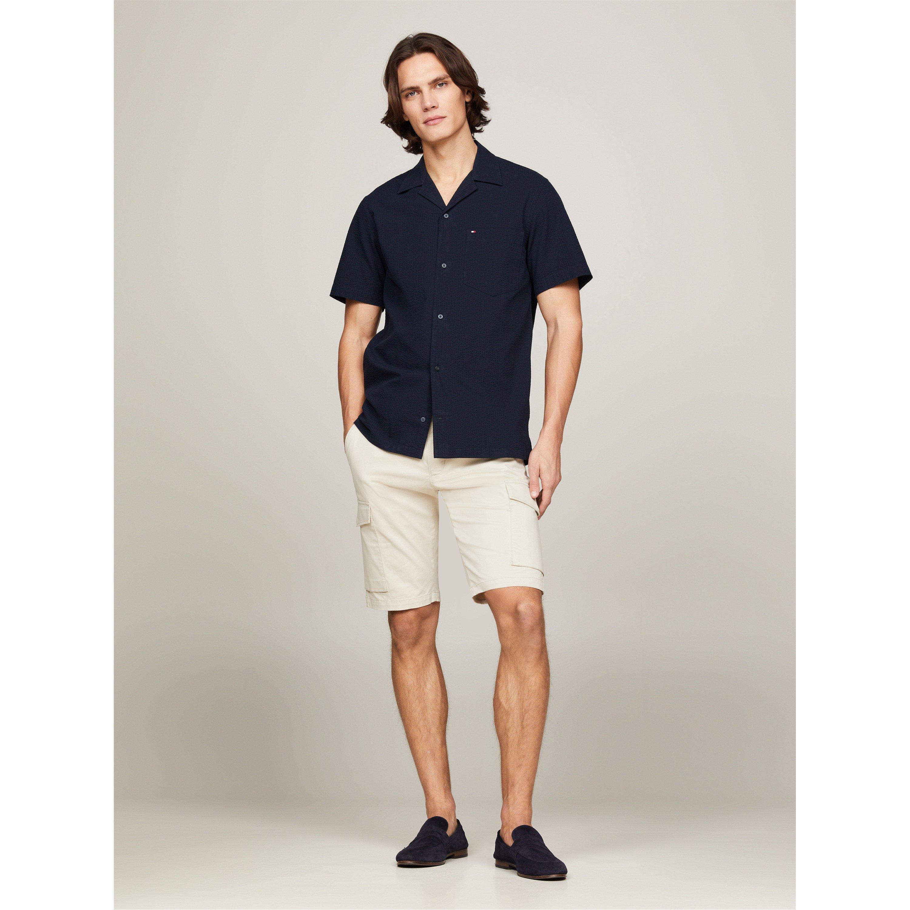 Optic White - Tommy Hilfiger - Men's Seersucker Short-Sleeve Plain Shirt - 4