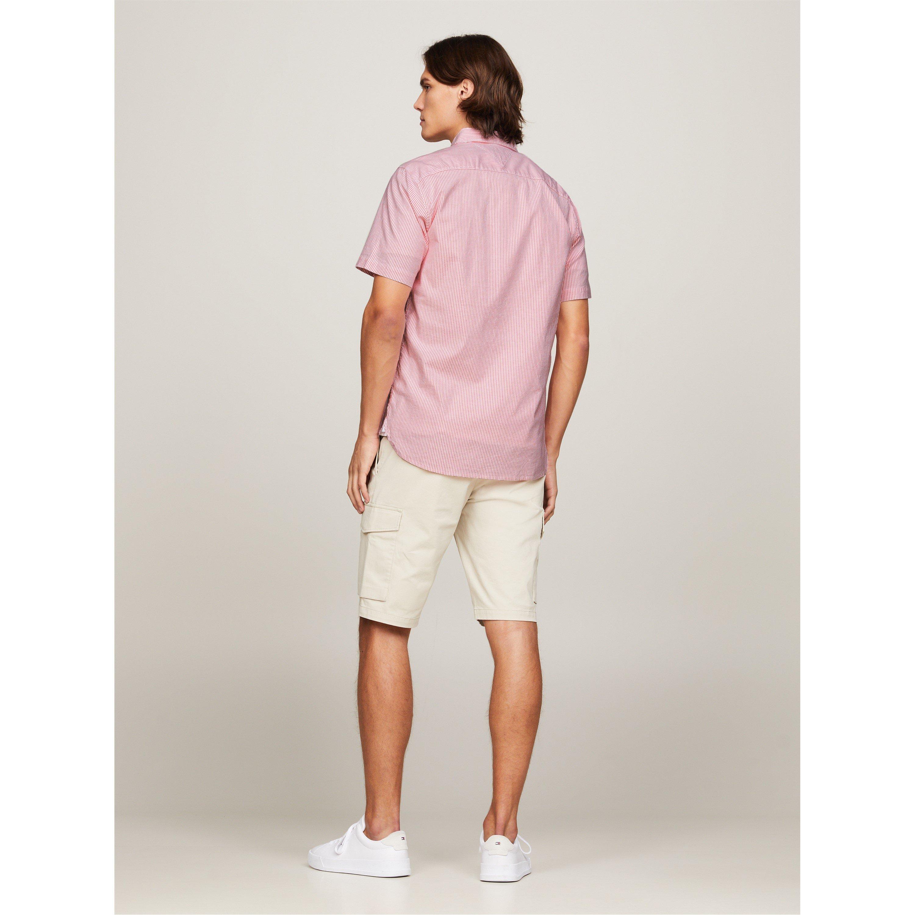 Laser Pink - Tommy Hilfiger - Men's Striped Short-Sleeve Oxford Shirt - 5