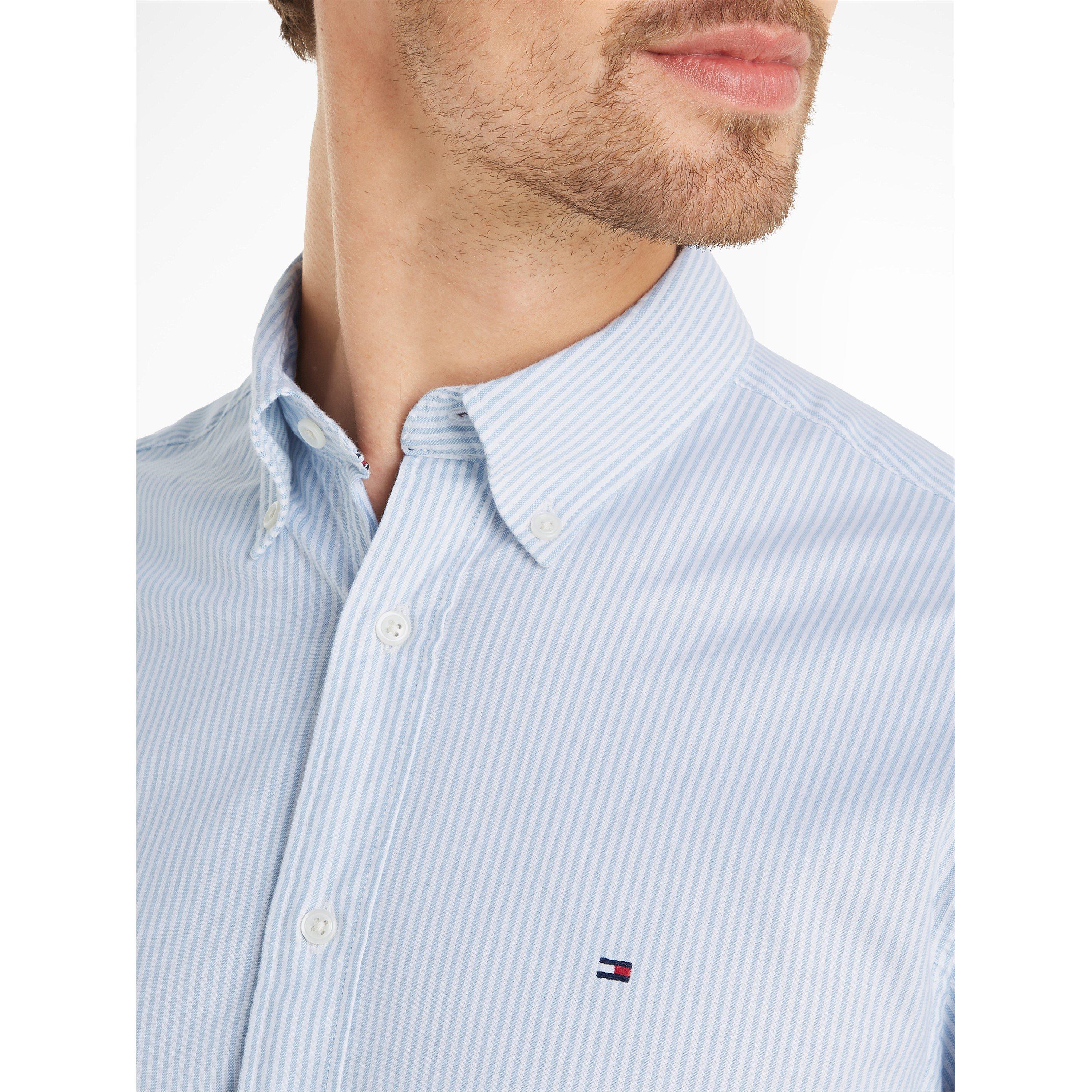 Cloudy Blue - Tommy Hilfiger - Men's Striped Short-Sleeve Oxford Shirt - 4