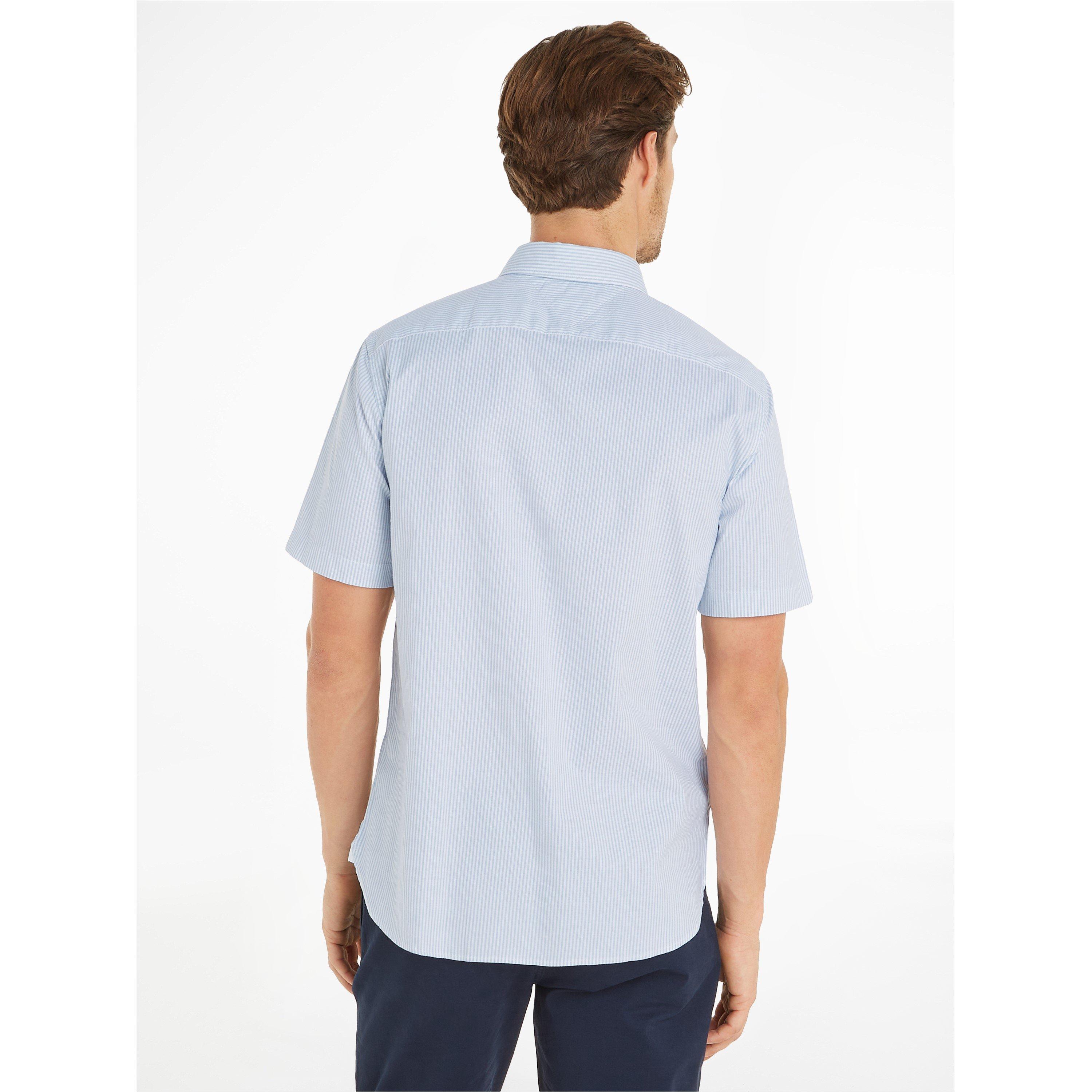 Cloudy Blue - Tommy Hilfiger - Men's Striped Short-Sleeve Oxford Shirt - 5