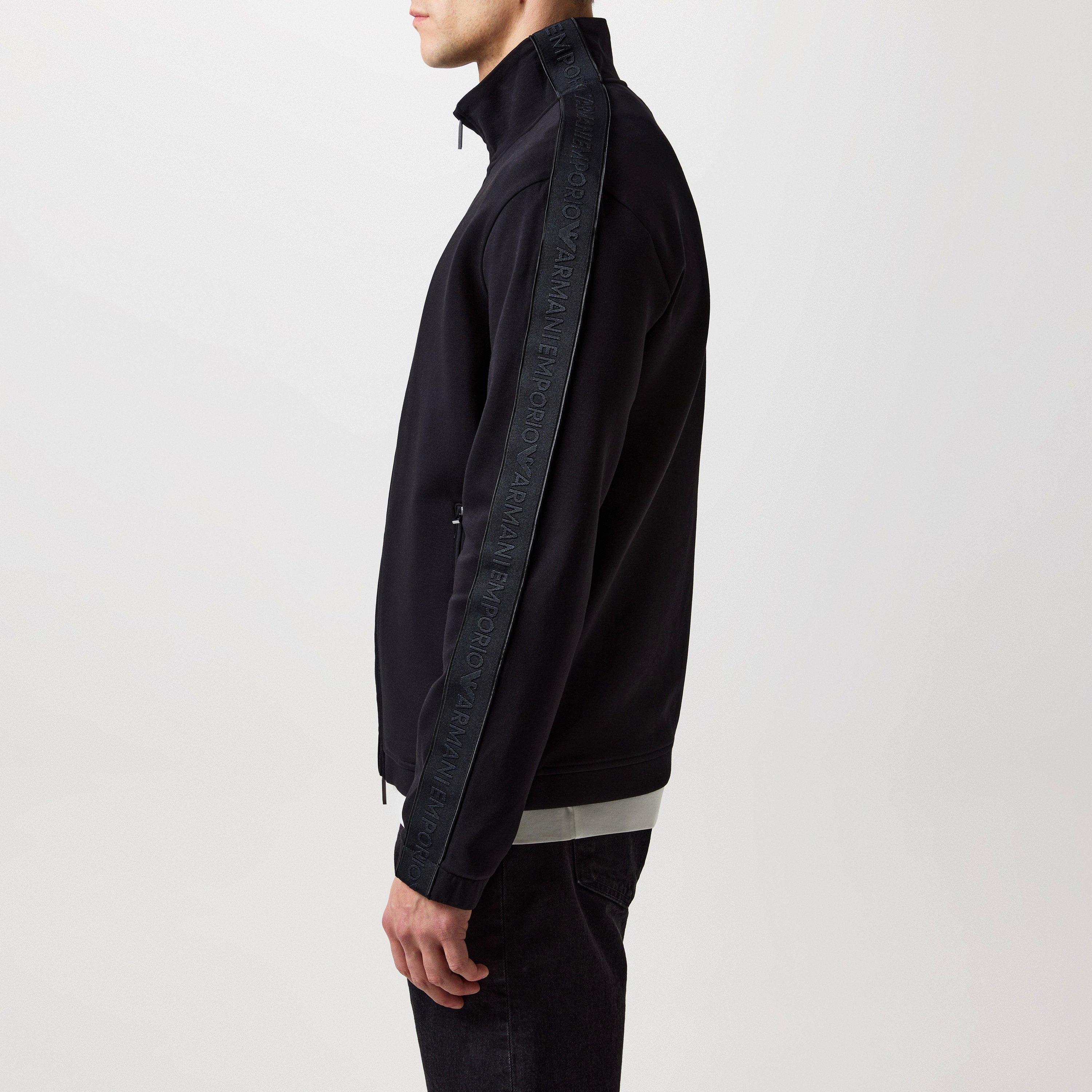 トップス Emporio Armani double zip Ninja foodie Double-jersey hooded zip-up sweatshirt with velour details