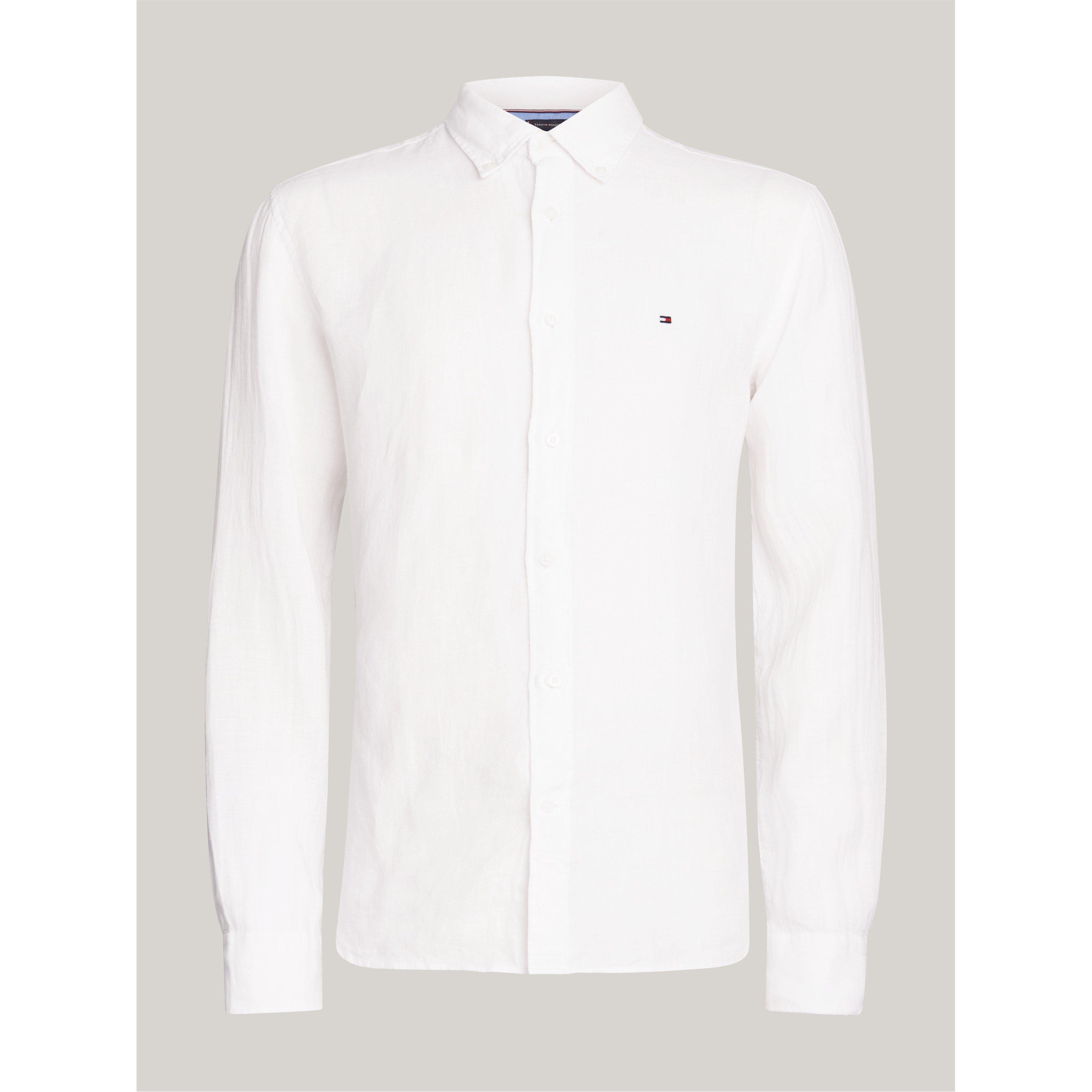 Optic White - Tommy Hilfiger - Men's Pigment Dyed Long-Sleeve Plain Shirt - 1