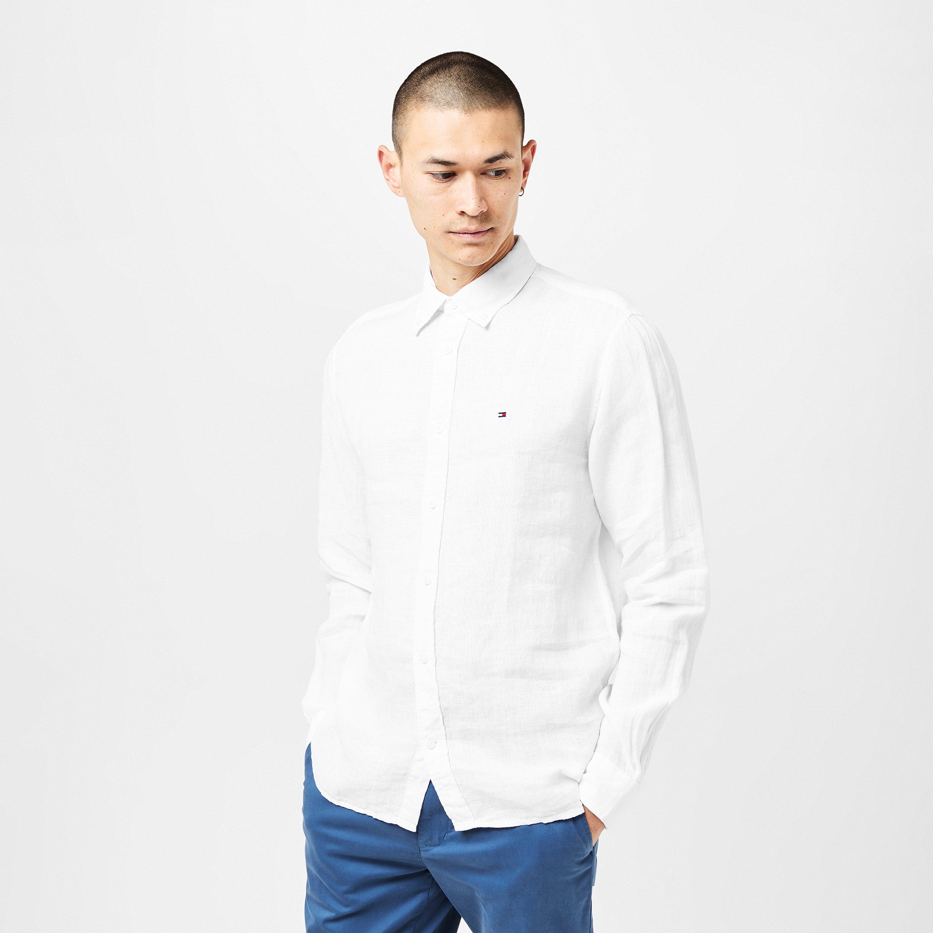 Optic White - Tommy Hilfiger - Men's Pigment Dyed Long-Sleeve Plain Shirt - 2