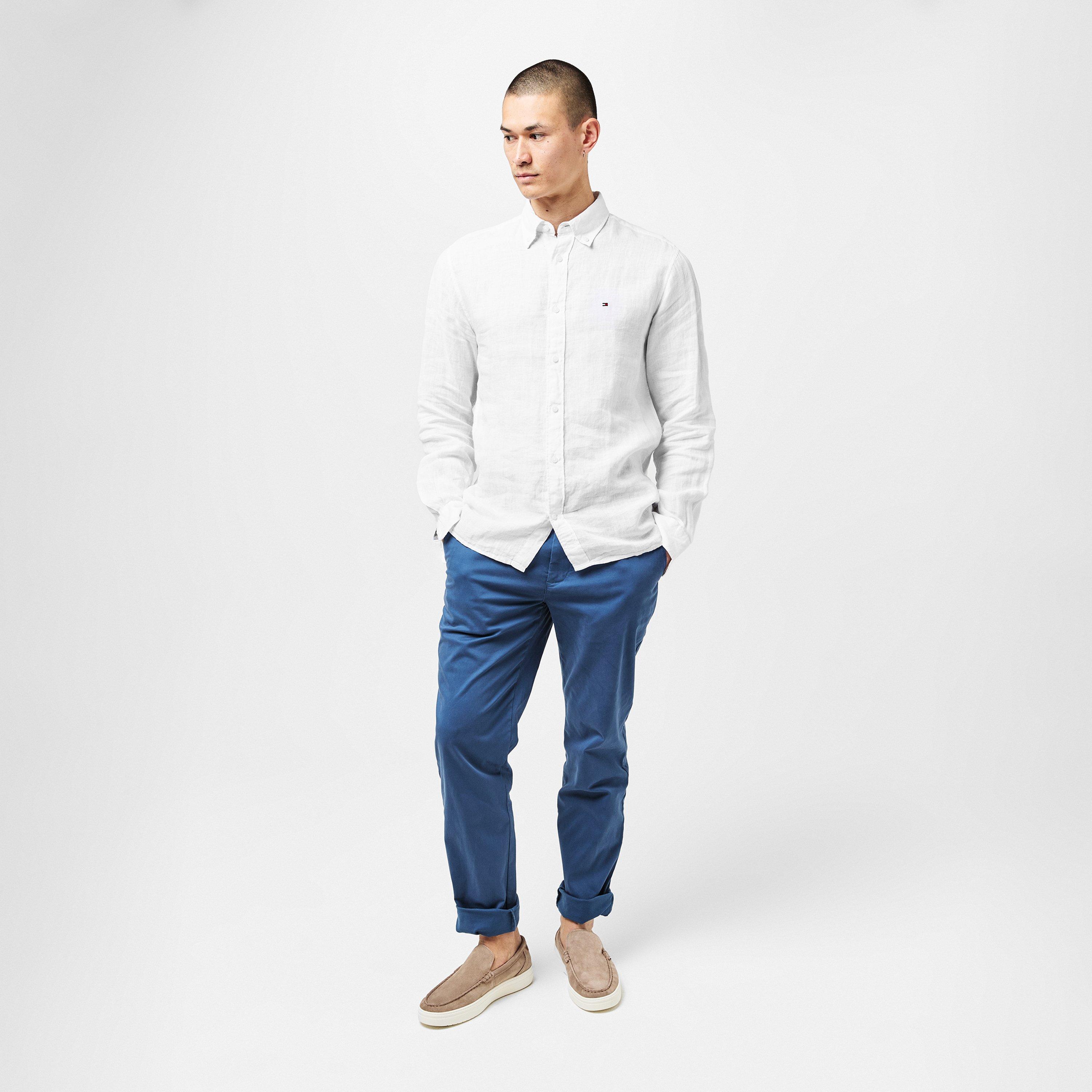 Optic White - Tommy Hilfiger - Men's Pigment Dyed Long-Sleeve Plain Shirt - 5
