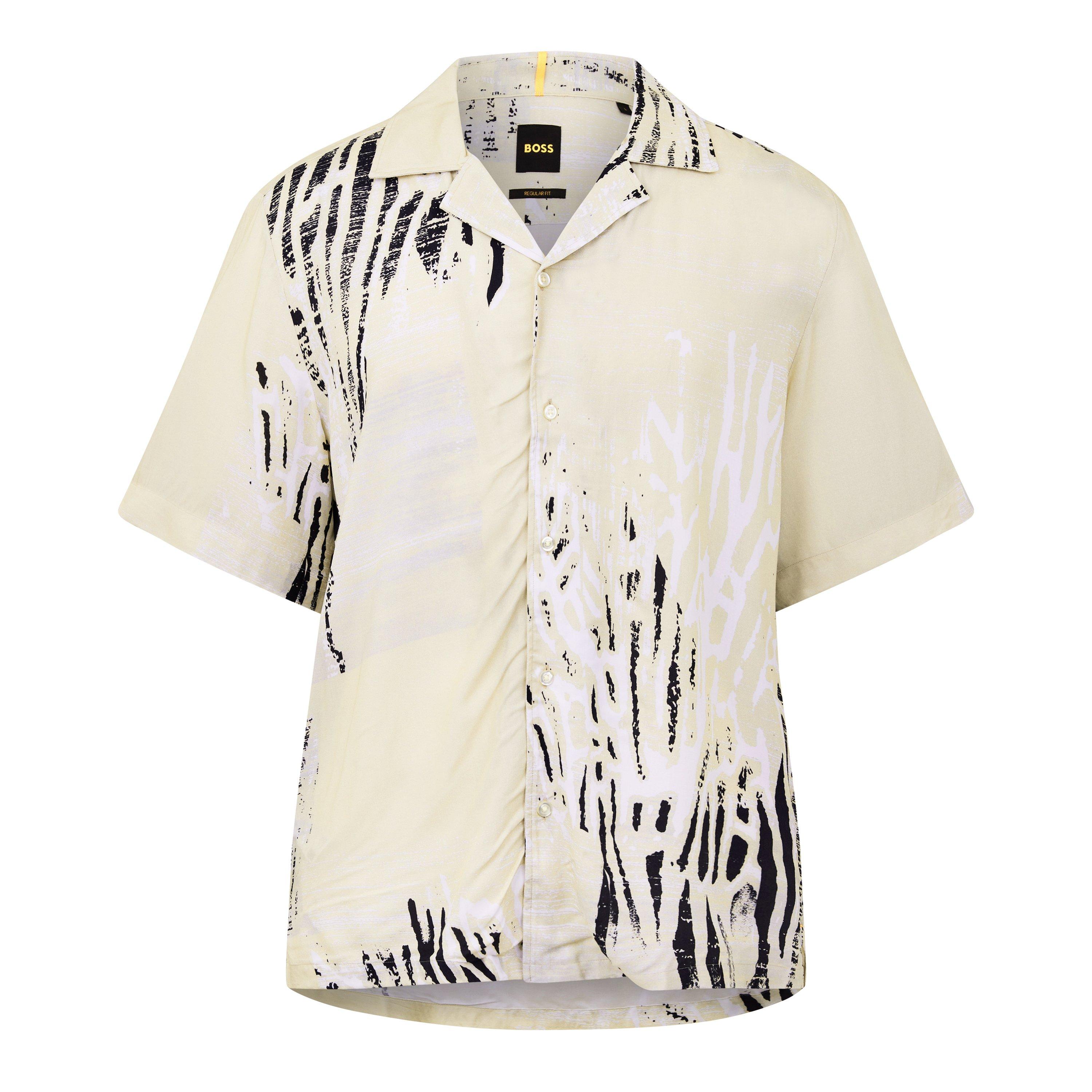 Light Beige 272 - Boss - Men's Rayer Patterned Short-Sleeve Shirt - 5