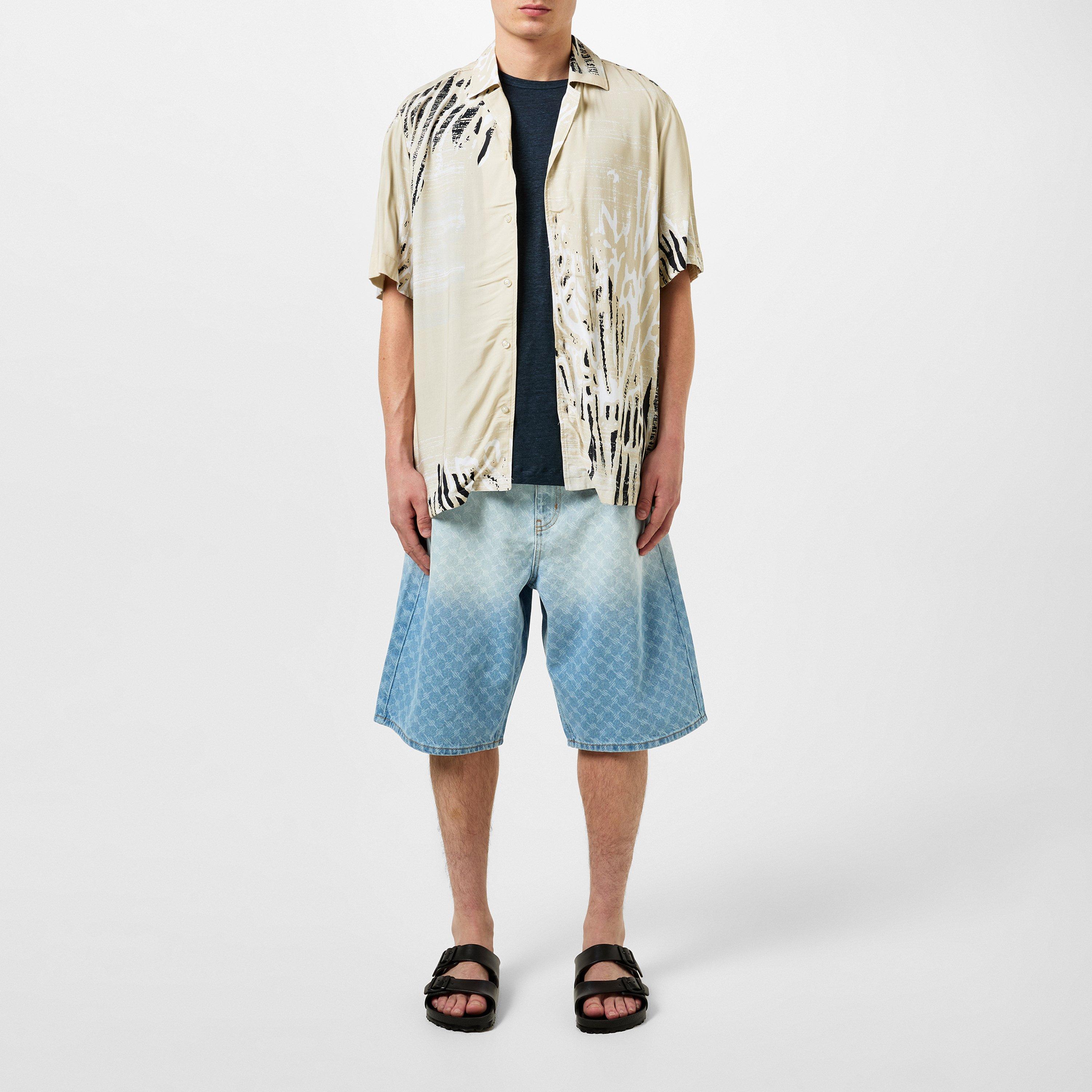 Light Beige 272 - Boss - Men's Rayer Patterned Short-Sleeve Shirt - 4