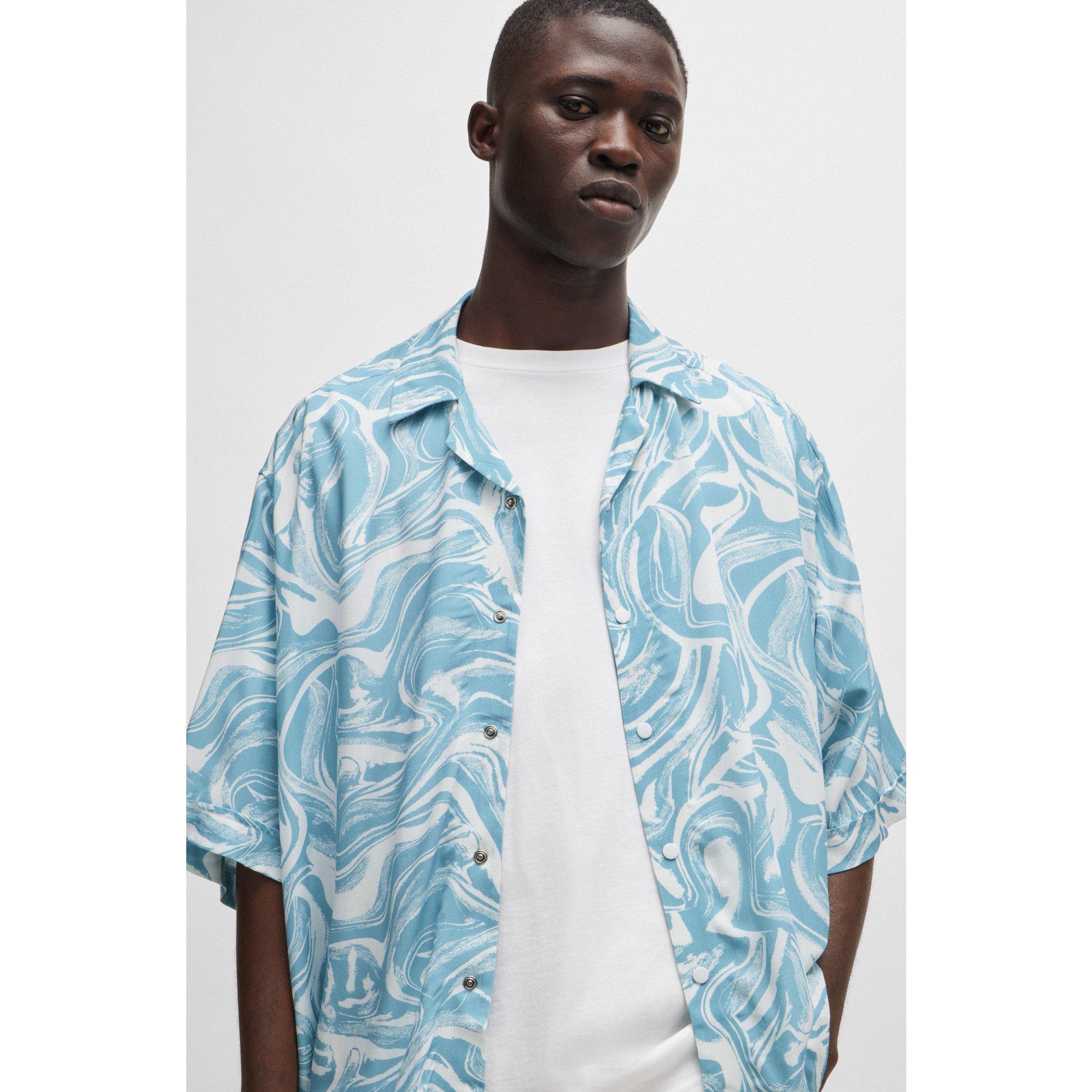 Open Blue 486 - Boss - Men's Lapis 3 Patterned Short-Sleeve Shirt - 3