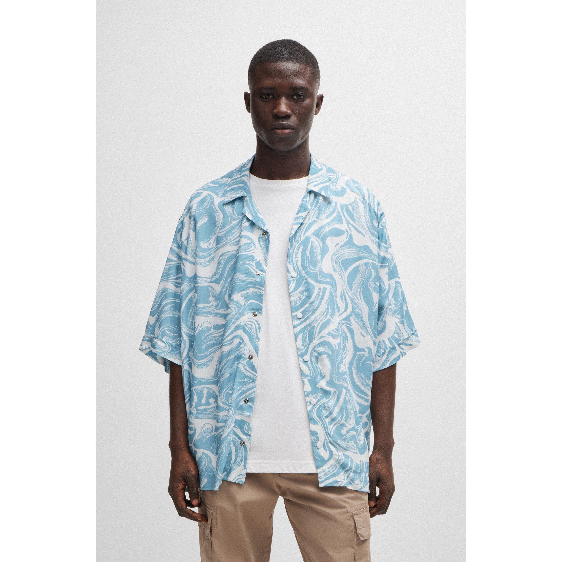 ENHYPENMANiFESTOS/S-SHIRT（BK_L） Boss Orange Men's Lapis 3 Patterned Short-Sleeve Shirt | Sports Direct