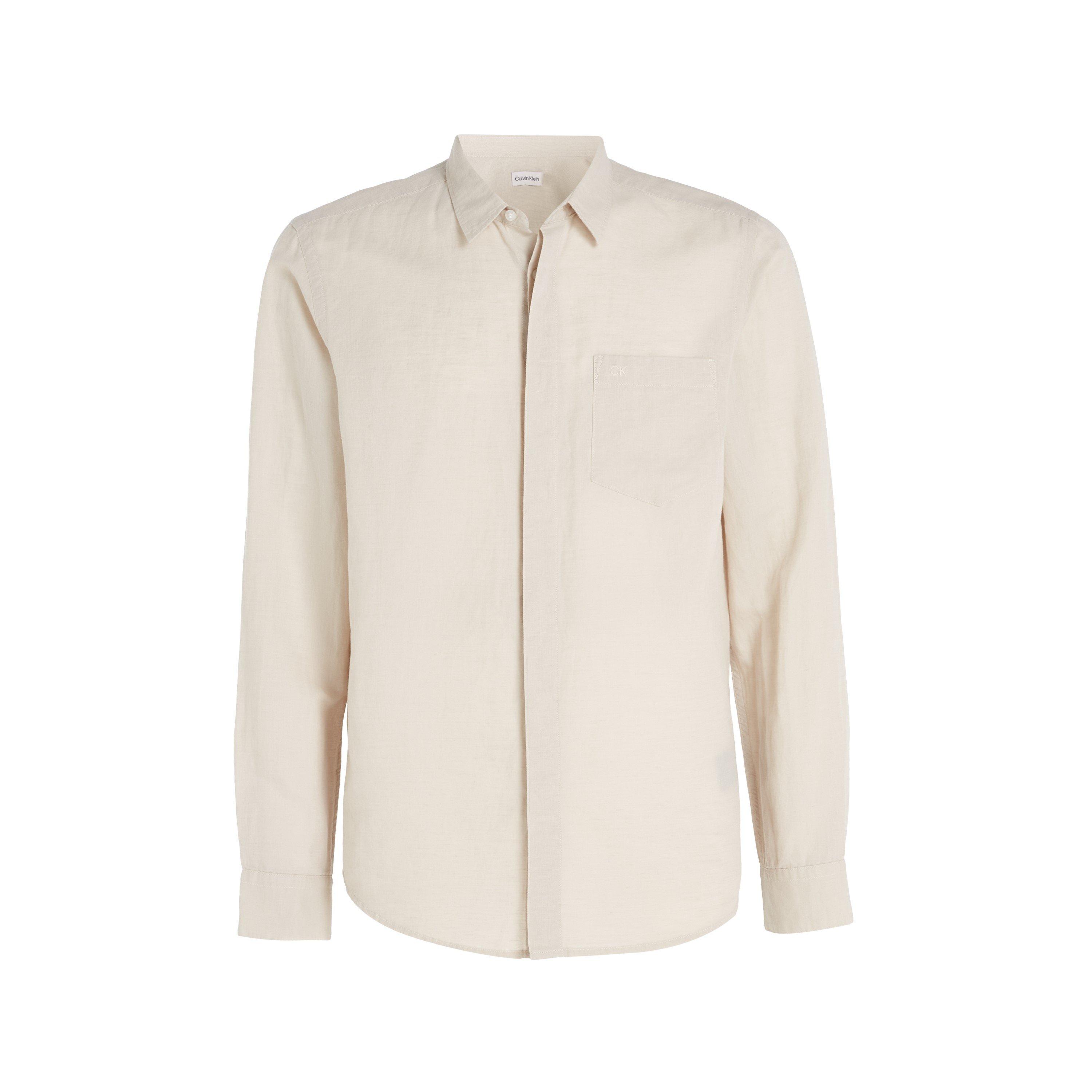 Stony Beige - Calvin Klein - Men's Long-Sleeve Plain Shirt - 1