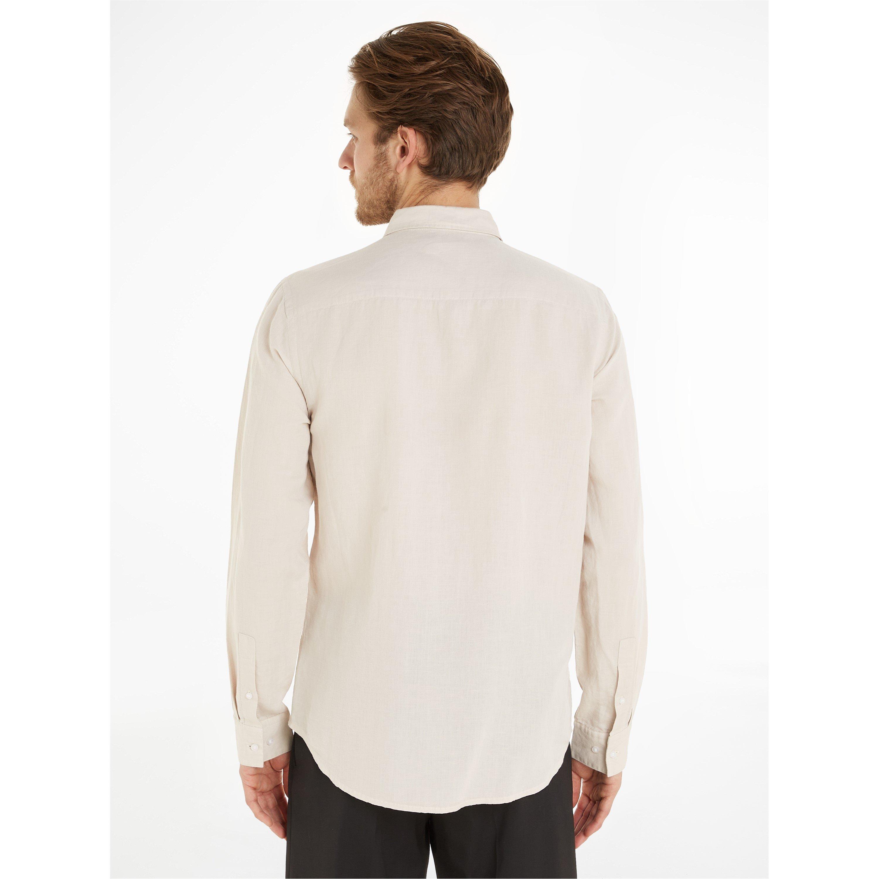 Stony Beige - Calvin Klein - Men's Long-Sleeve Plain Shirt - 3