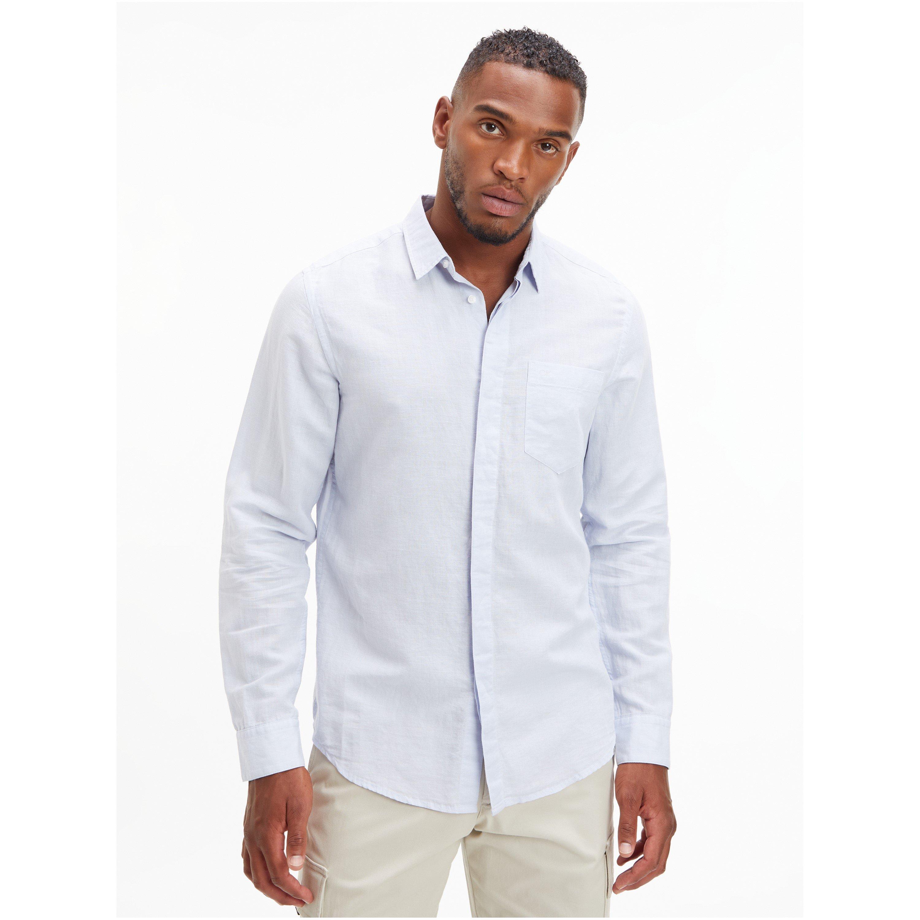 Light Blue - Calvin Klein - Men's Long-Sleeve Plain Shirt - 2